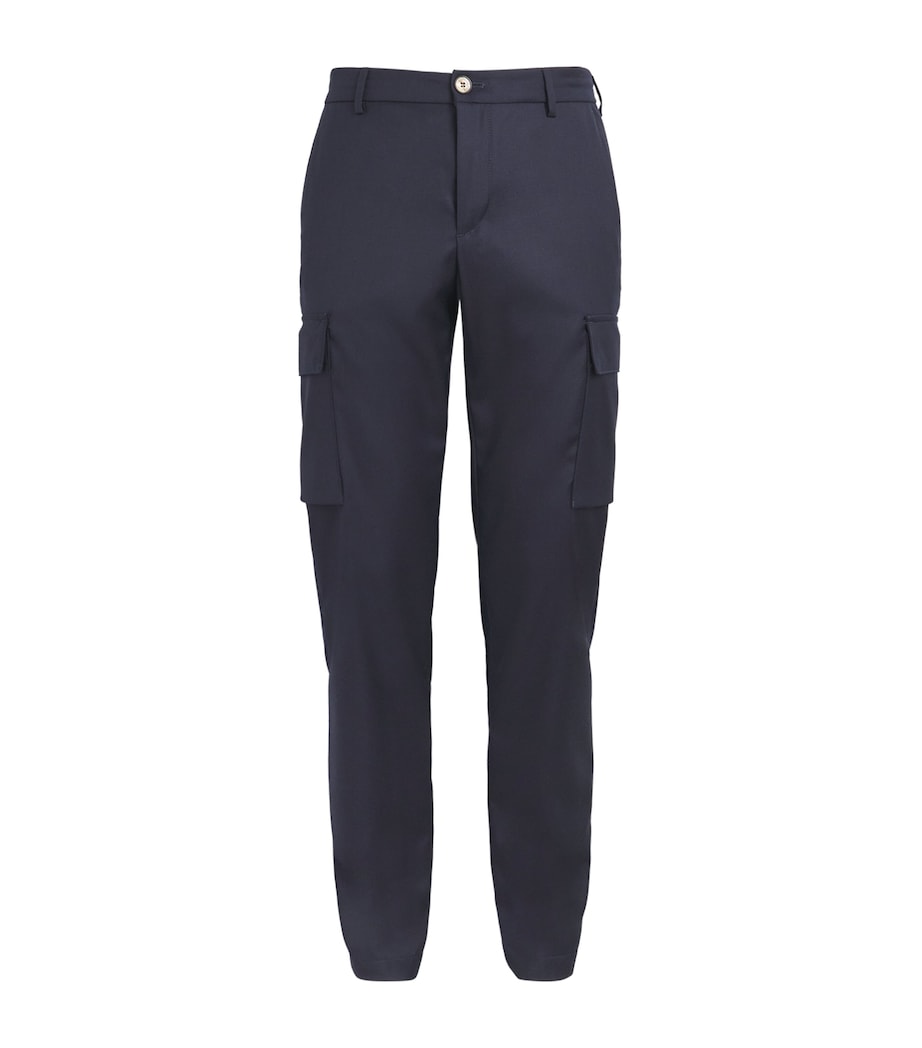 Paul & Shark Mens Virgin Wool Cargo Trousers Blue Image 1