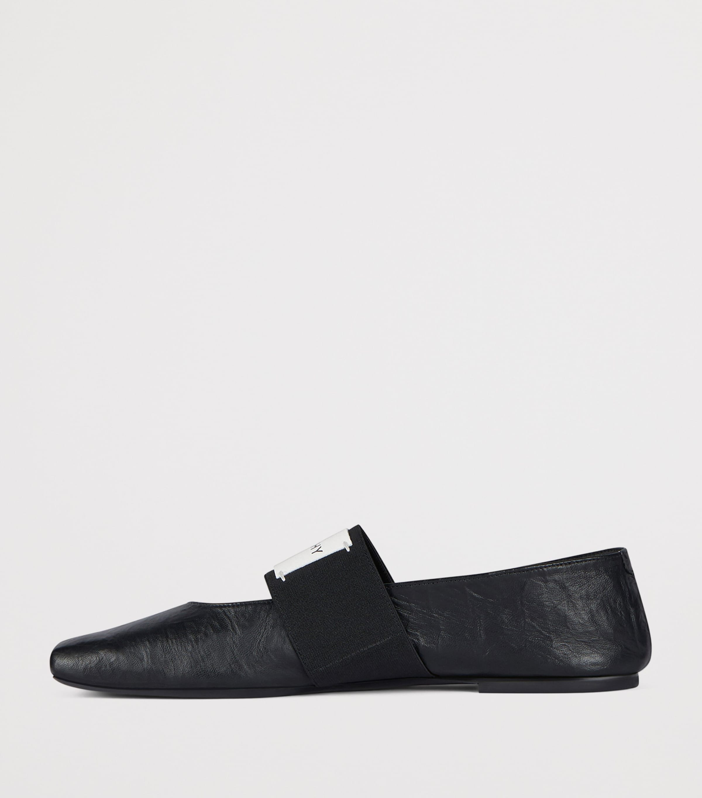 Leather Square-Toe Ballet Flats BLACK Image 3