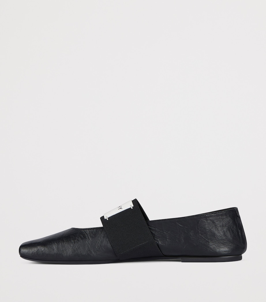 Leather Square-Toe Ballet Flats BLACK Image 3