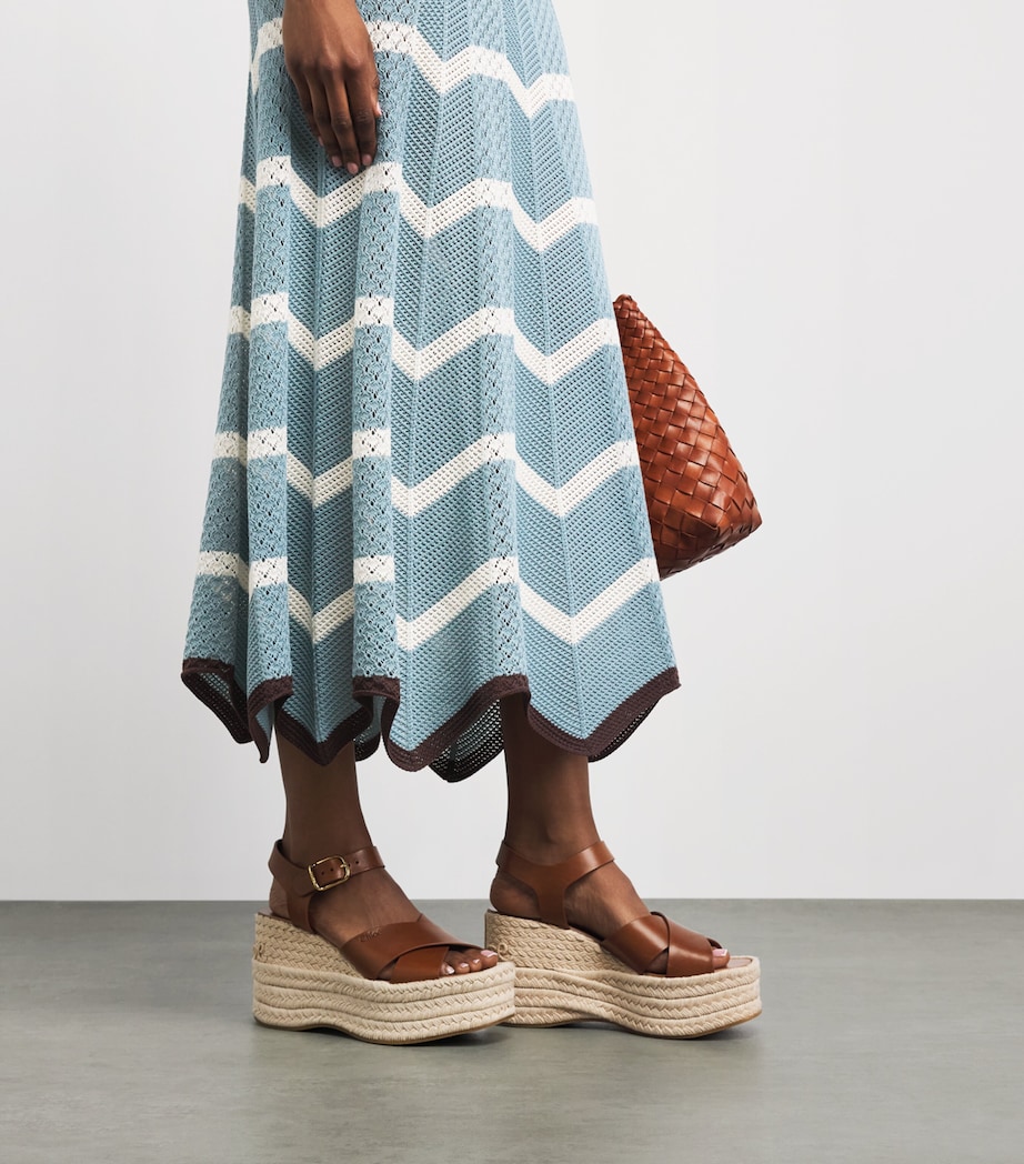 La Doublej Womens Cotton Chevron Midi Skirt Bk/blu/ecr Image 3