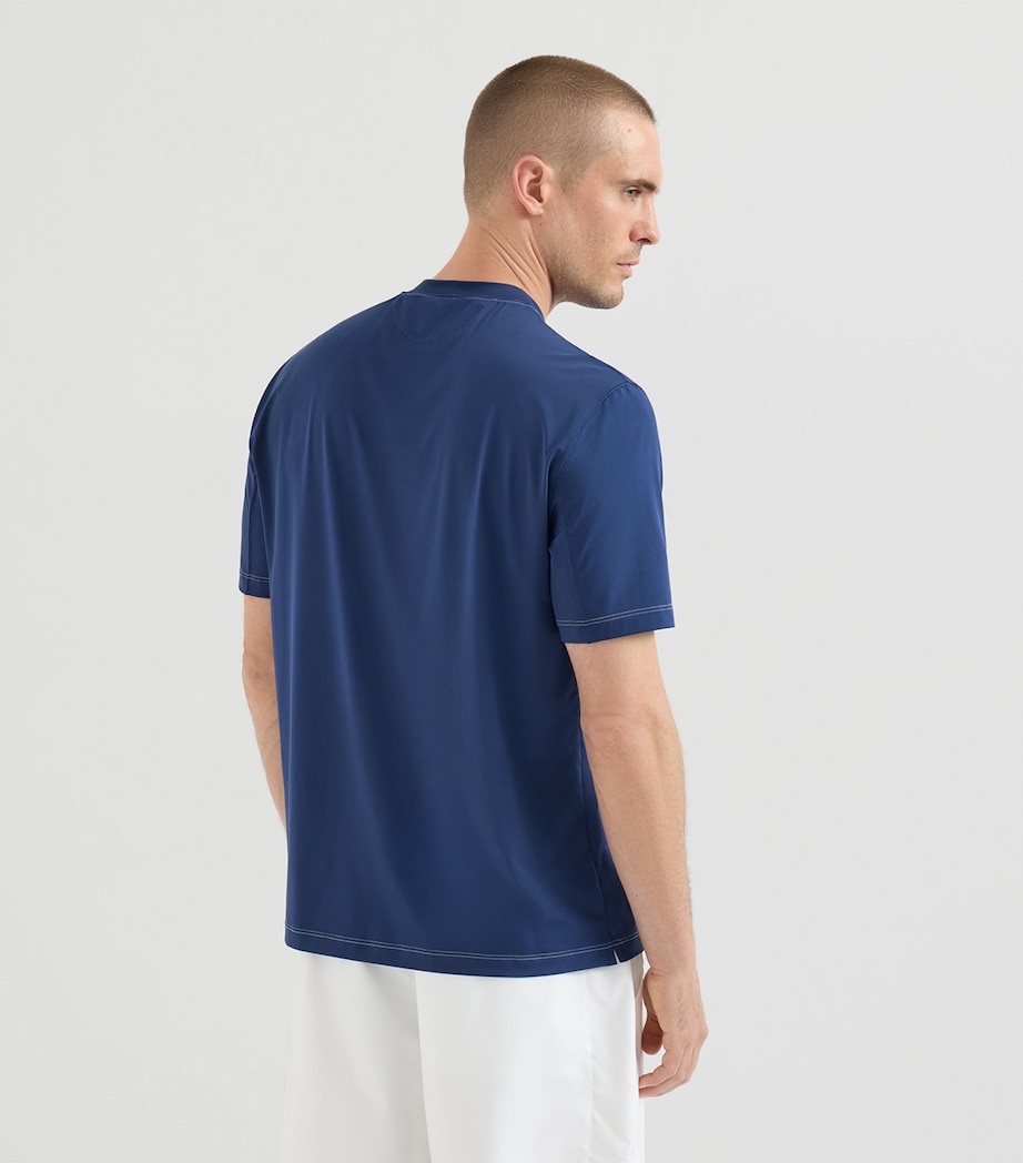 Brunello Cucinelli Mens Comfort Nylon Logo T-Shirt Blue Image 3