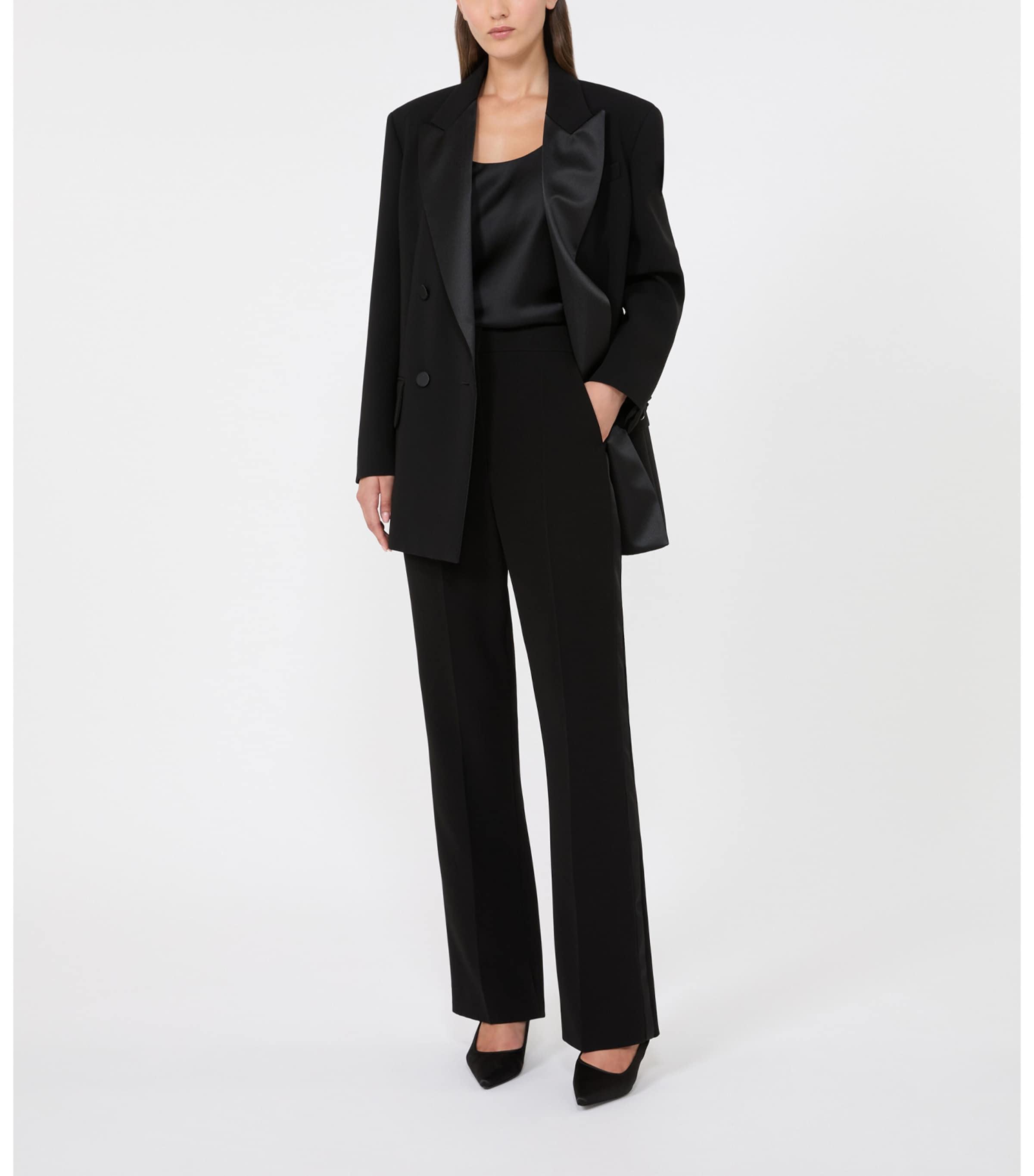 Max Mara Womens Cady Wide-Leg Trousers Black Image 2