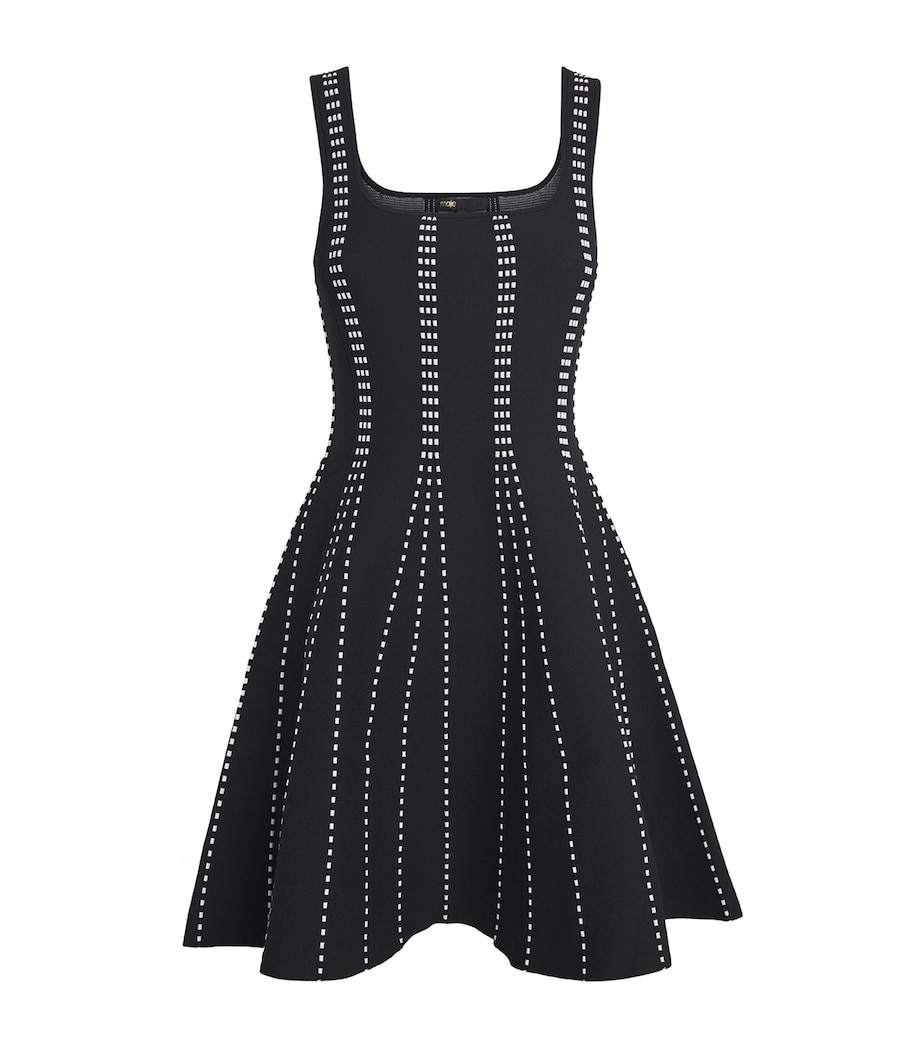 Black Jacquard-Stripe Mini Dress - Image 1