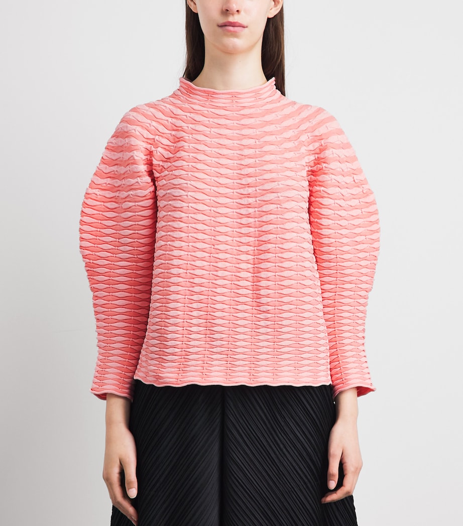 Pleats Please Issey Miyake Womens Colourful Mushroom Knit Top Light Pink Image 4