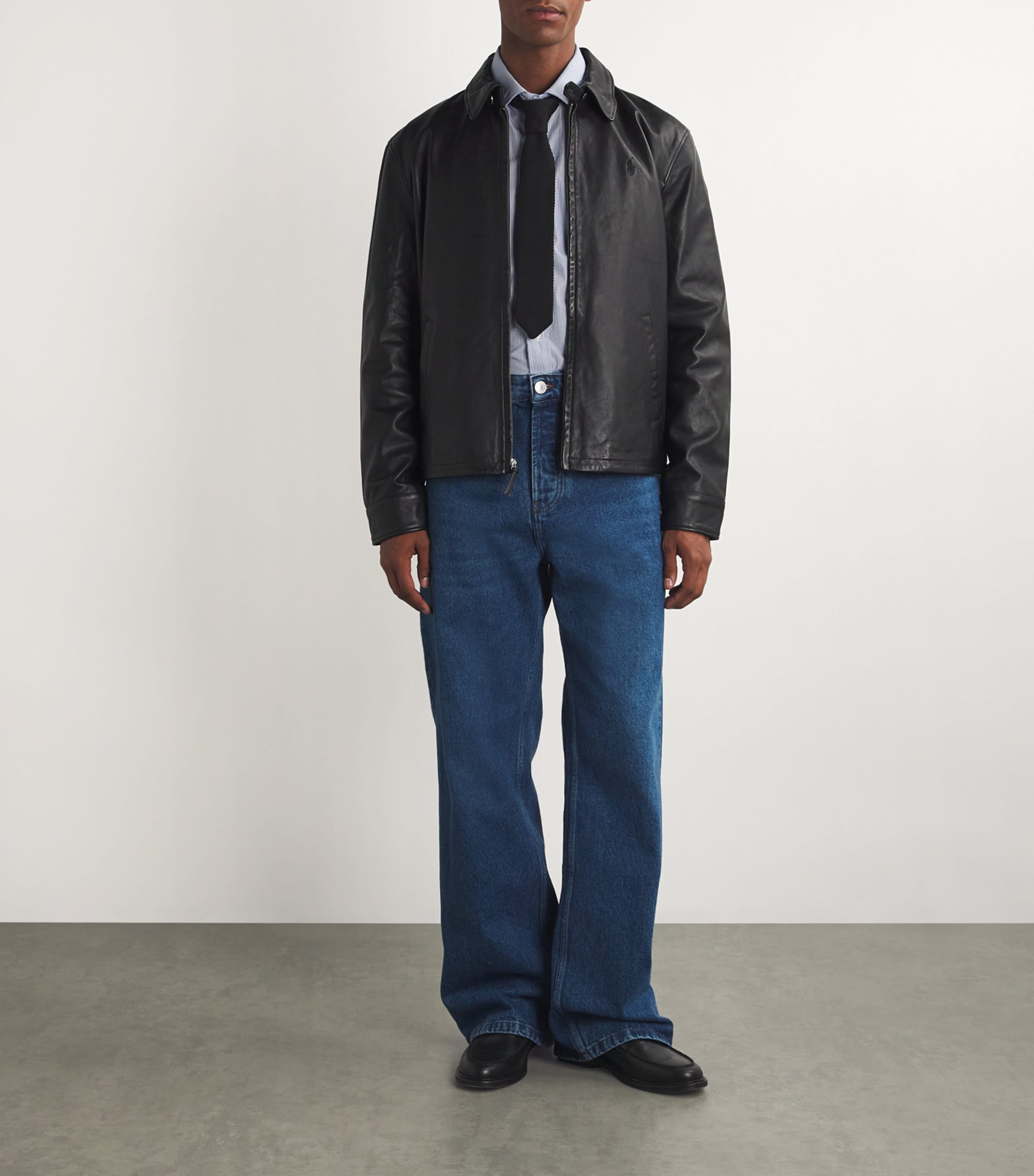 Polo Ralph Lauren Black Leather Jacket | Harrods US