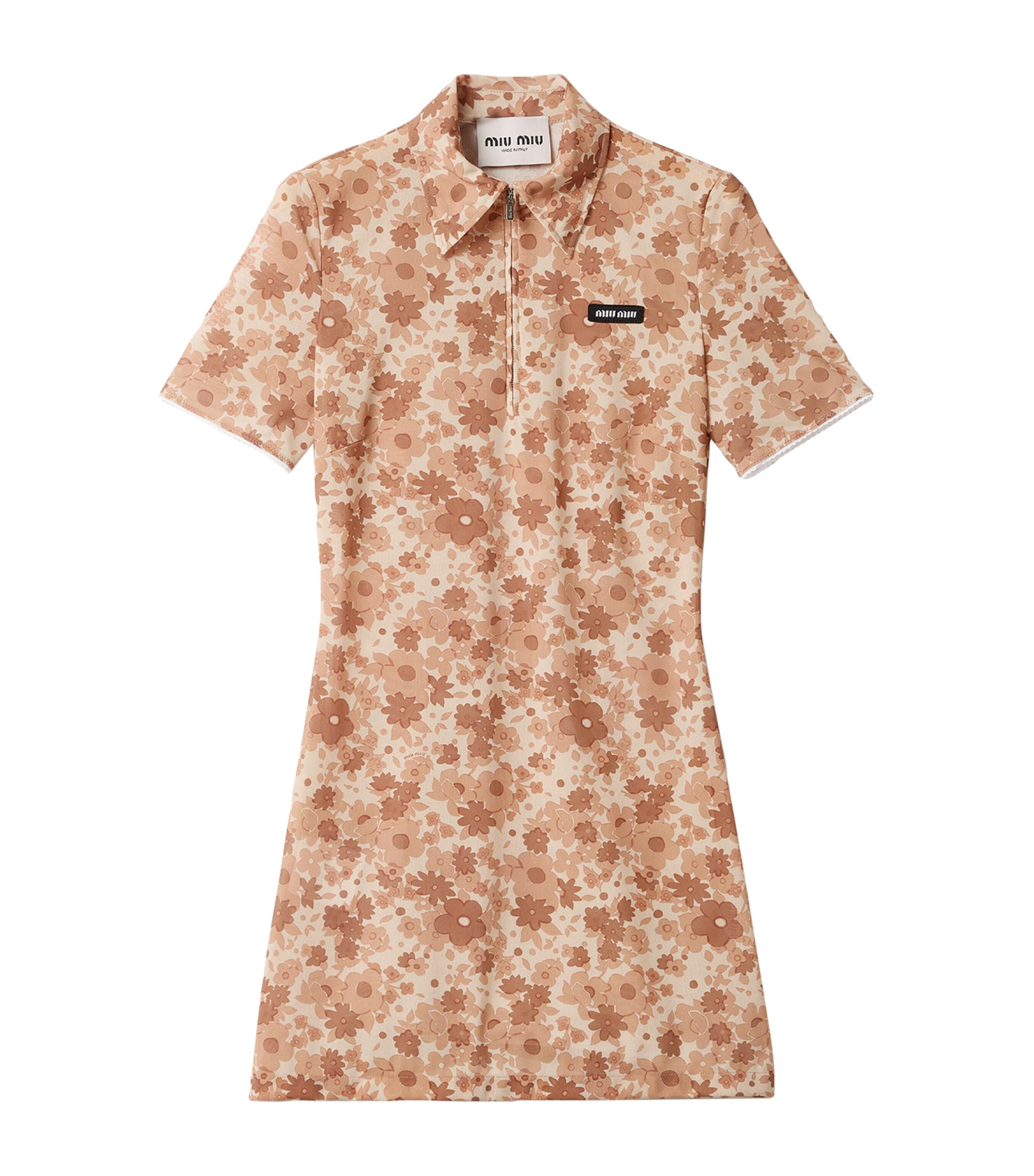 Miu Miu Womens Stretch Floral Print Mini Dress Powder Image 1