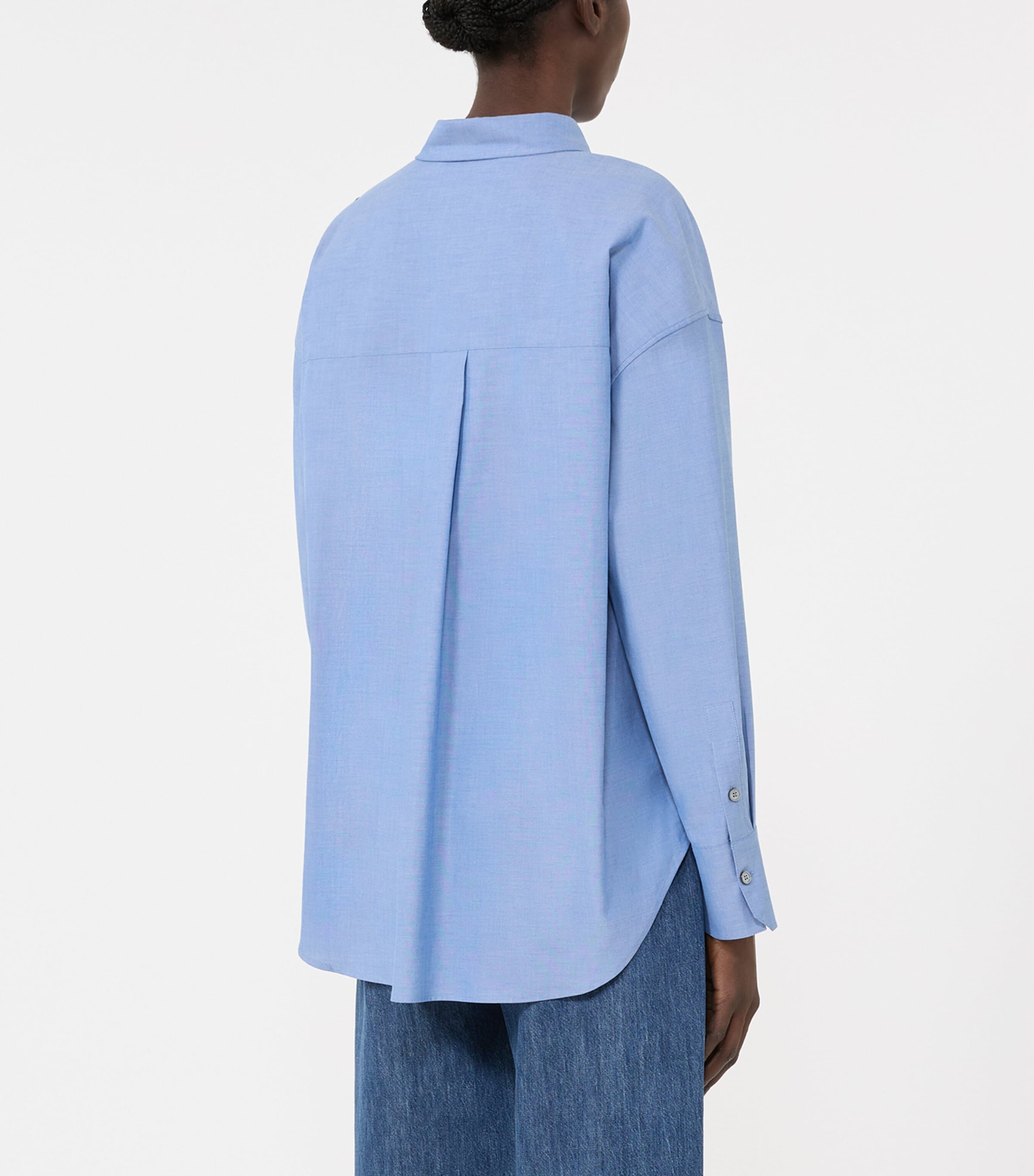Max Mara Womens Cotton Oxford Shirt Cornflower Blue Image 4