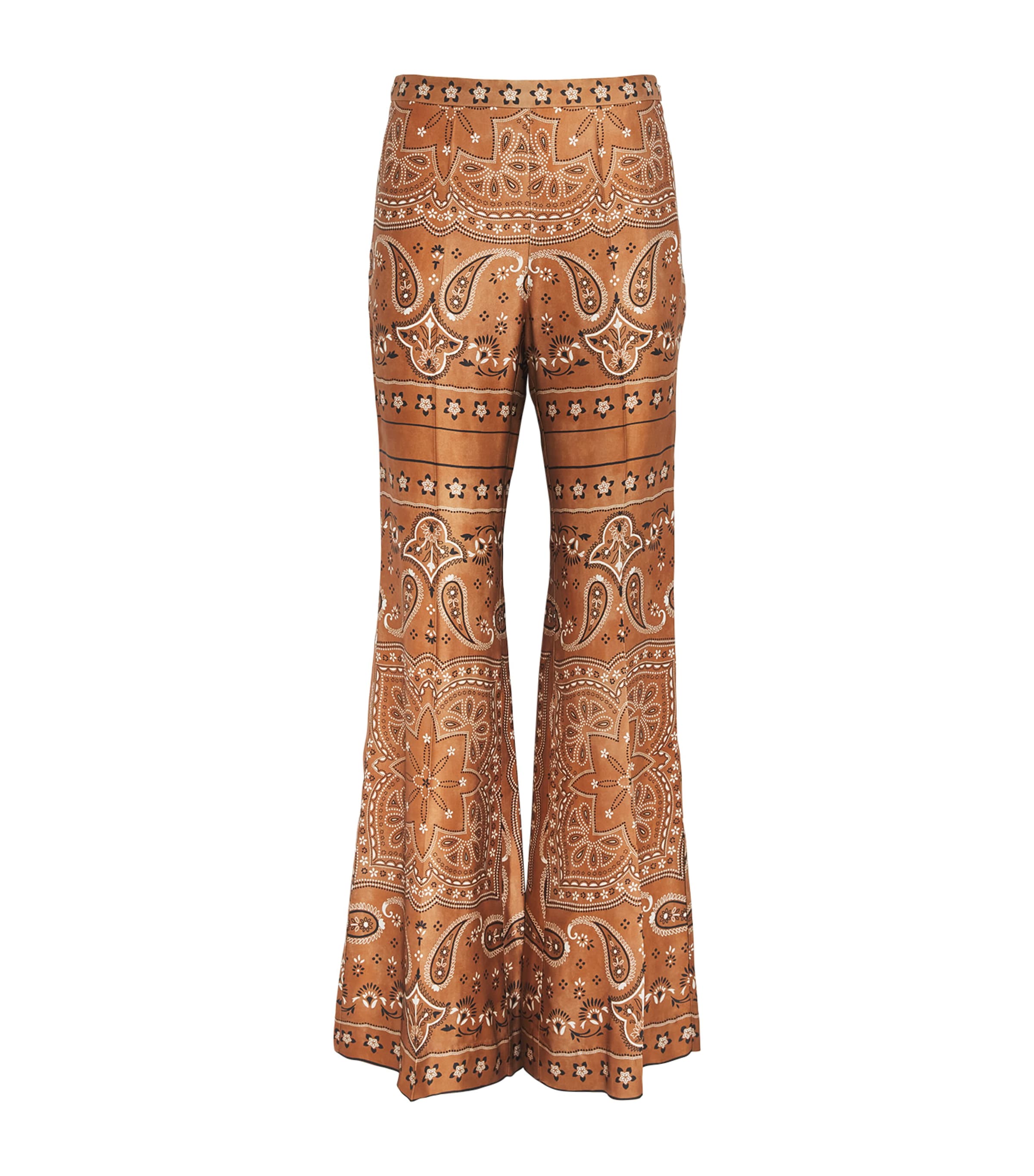 Sandro Paris Womens Bandana Print Flared Trousers Brown / Black Image 1