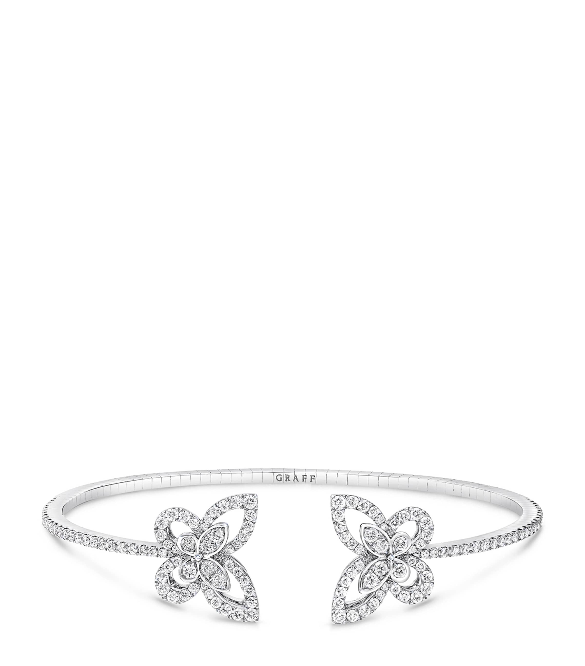 White Gold and Diamond Butterfly Bangle WHITE GOLD Image 1