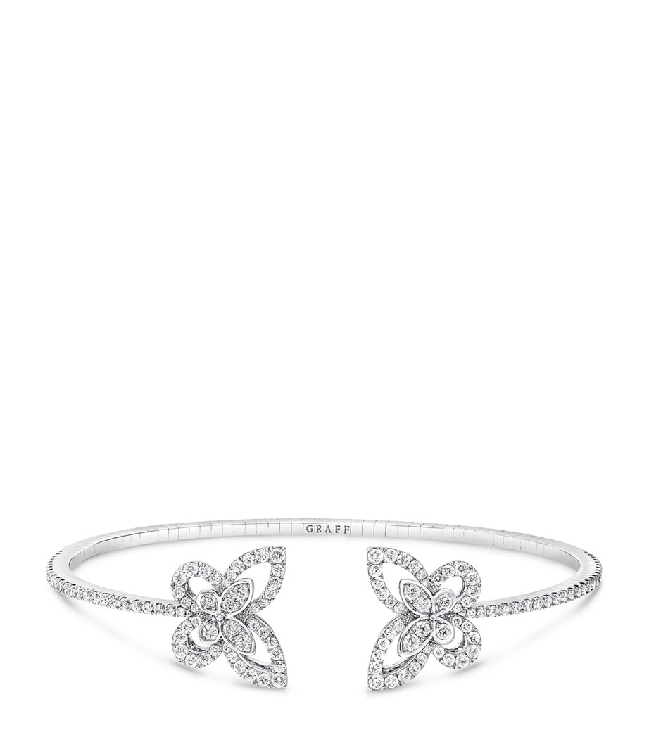 White Gold and Diamond Butterfly Bangle WHITE GOLD Image 1