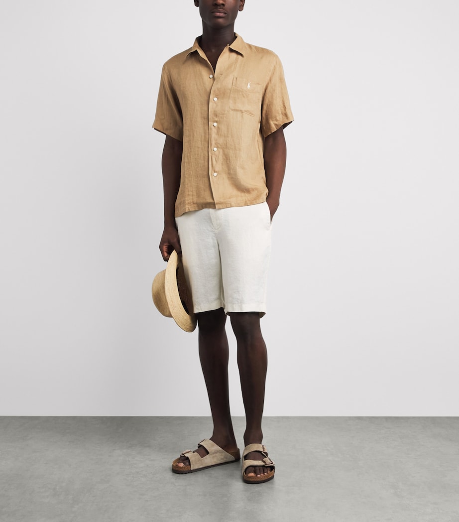 Polo Ralph Lauren Mens Linen Short-Sleeve Classic-Fit Shirt Cafe Tan Image 2