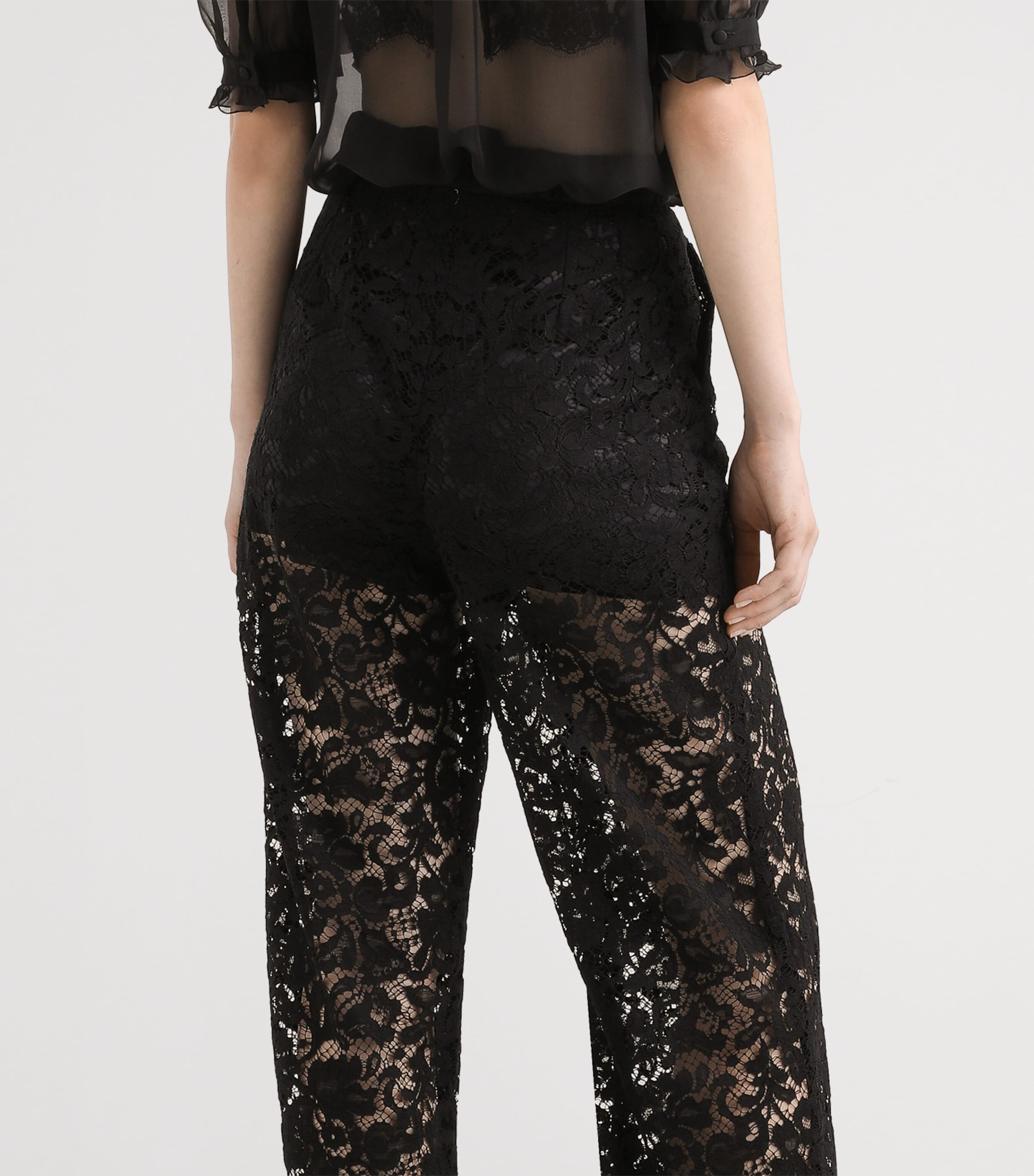 Dolce&Gabbana Womens Lace Wide-Leg Trousers Blac Image 5