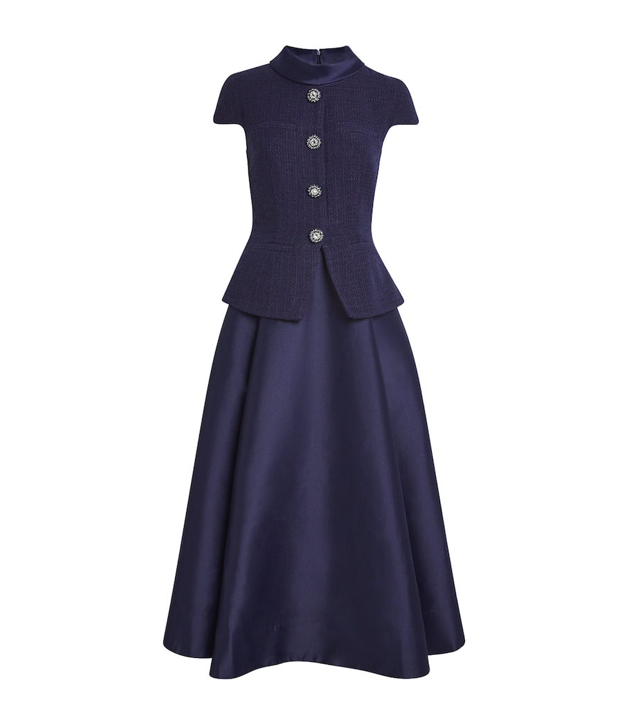 Bouclé-Taffeta Midi Dress NAVY Image 1