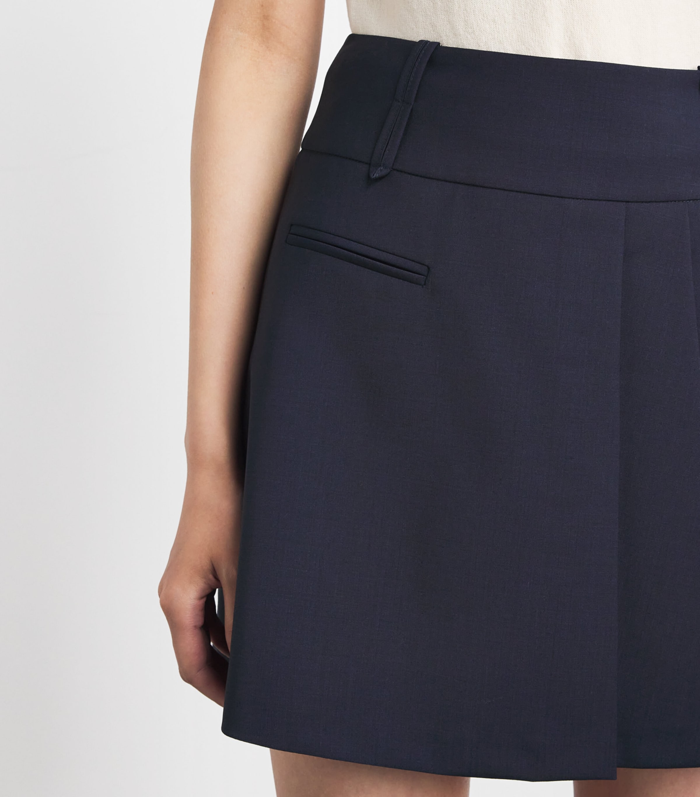 Claudie Pierlot Womens Wool-Blend Pleated Mini Skirt Navy Image 3