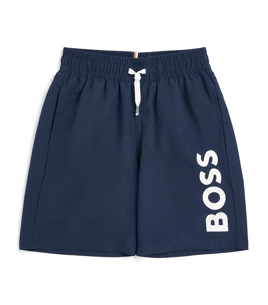 BOSS Kidswear Logo Swim Shorts (4-16 Years) Navy Image 1