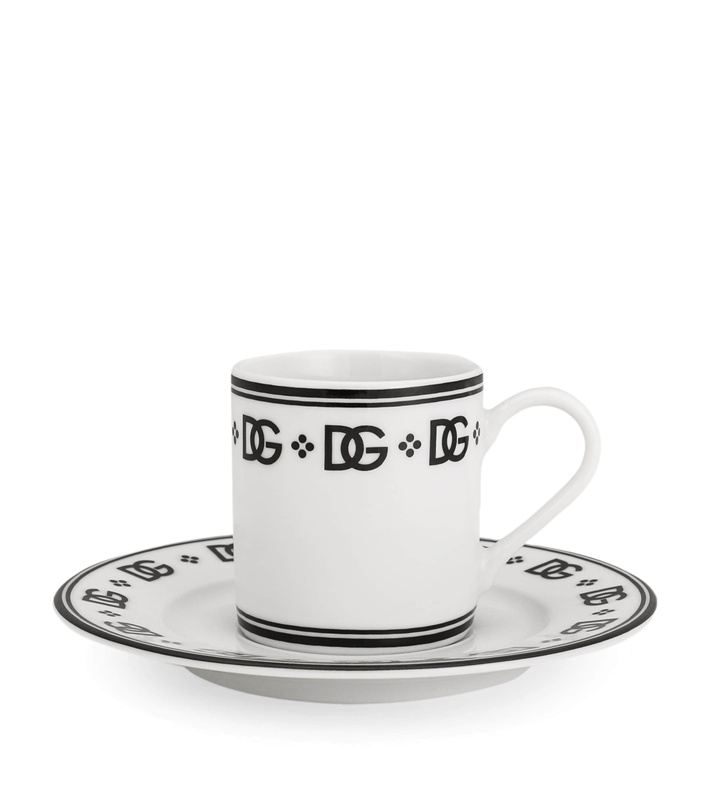 DG Logo Coffee Cups and Saucers (Set of 2) U0082-DG LOGO BORDO Image 2
