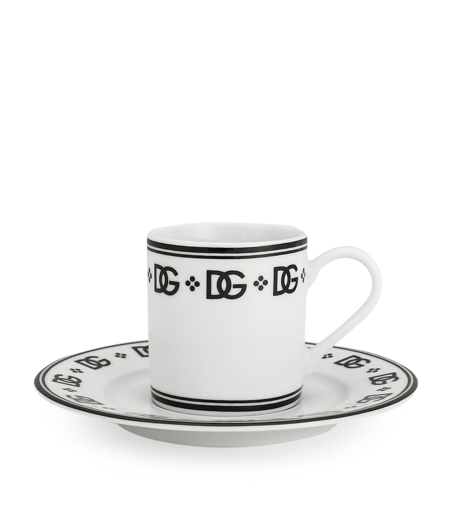 DG Logo Coffee Cups and Saucers (Set of 2) U0082-DG LOGO BORDO Image 2