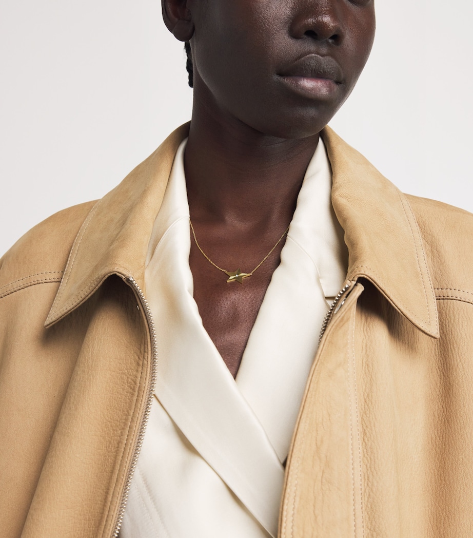 Large Yellow Gold and Diamond 70s Star Necklace YELLOW GOLD Image 2