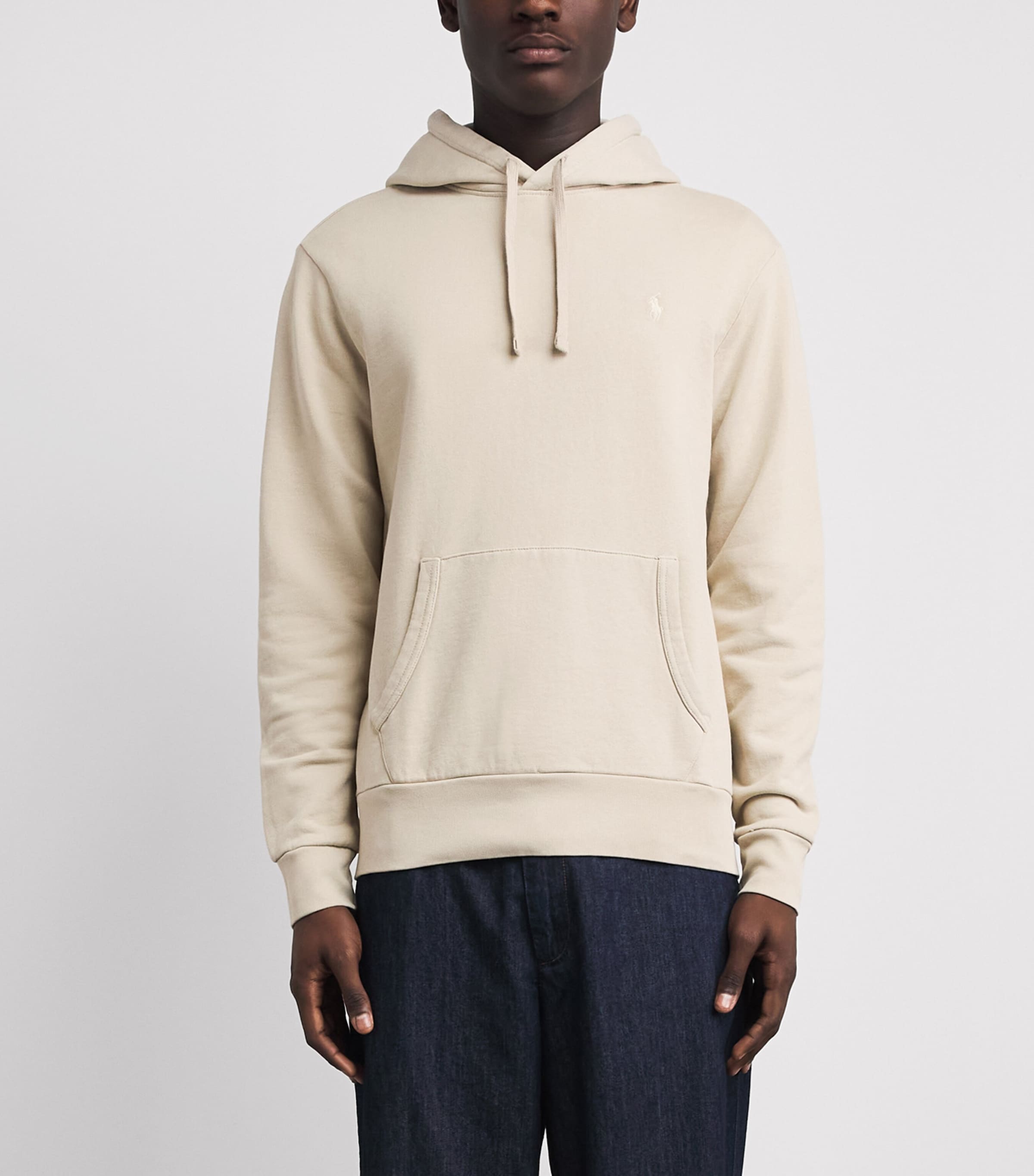Polo Ralph Lauren Mens Cotton Loopback Fleece Polo Pony Hoodie Stoneware Grey Image 4