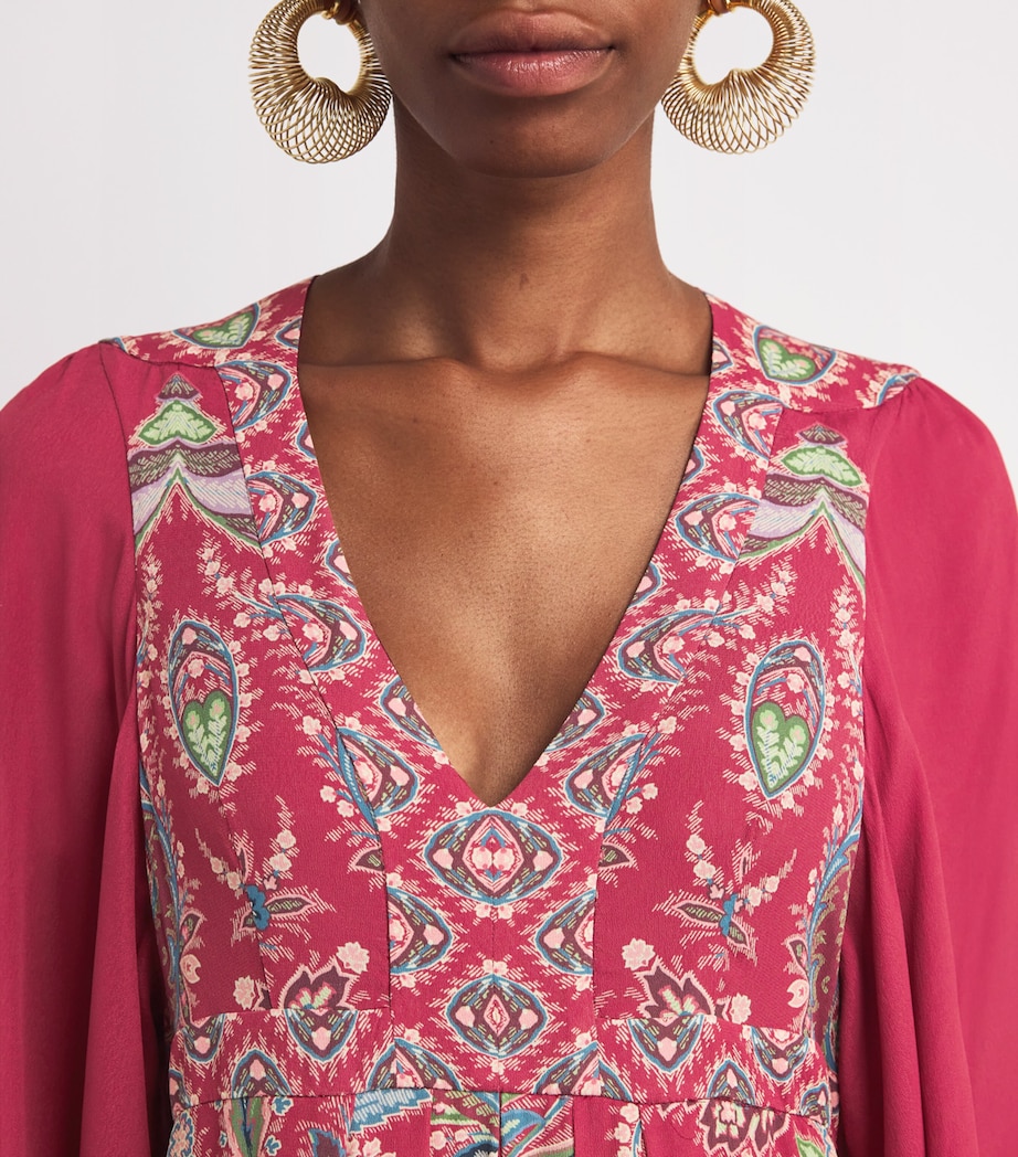 Crepe de Chine Paisley Maxi Dress X0868 Image 4