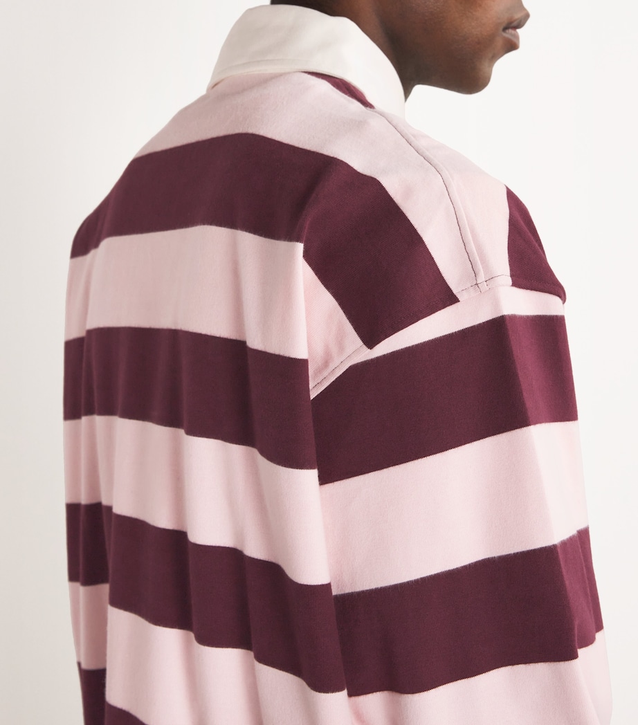 AGOLDE Mens x RSVP Gallery Cotton Rugby Shirt Pink/burg Image 6