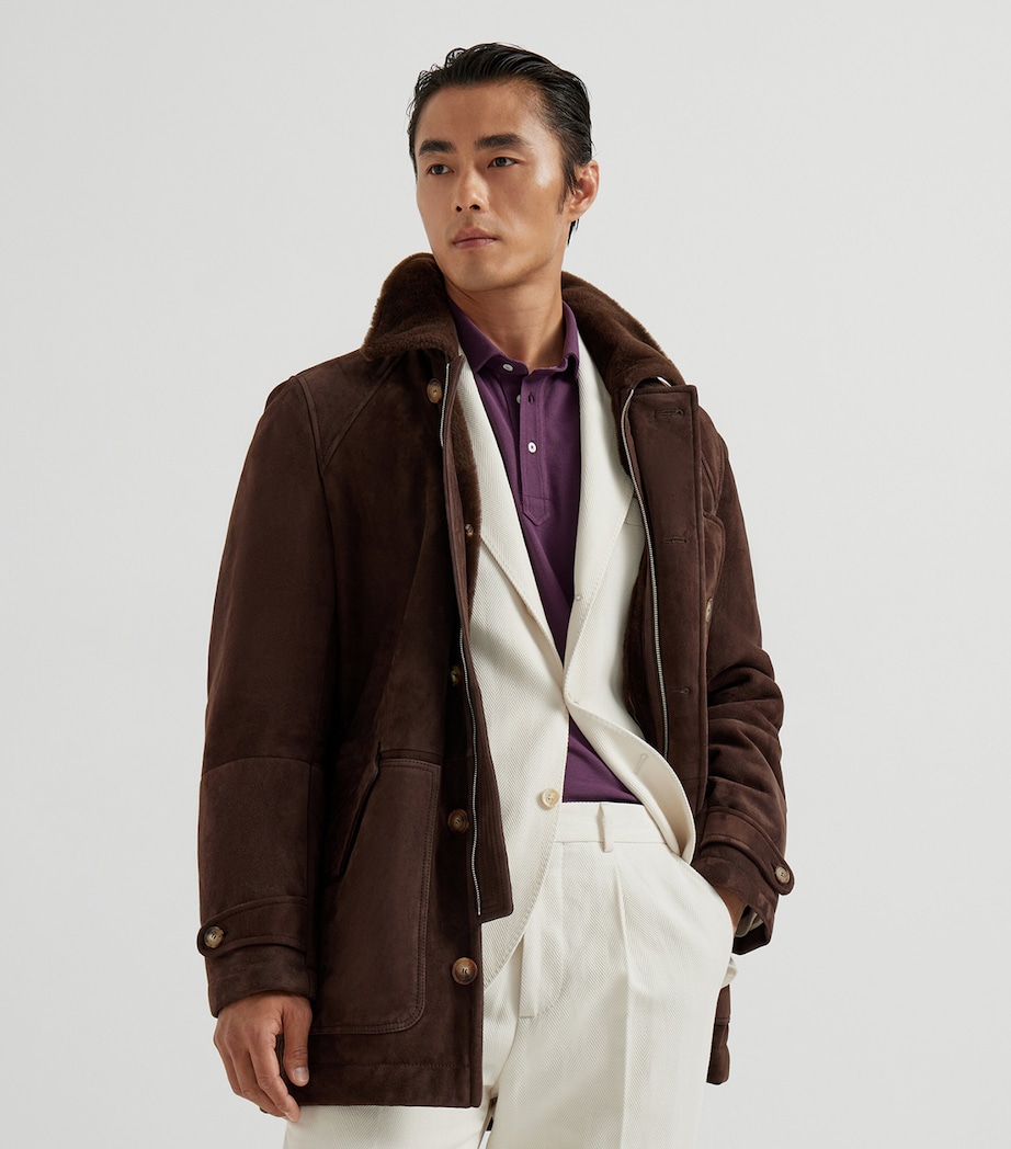 Suede-Shearling Pea Coat C4255 Image 2
