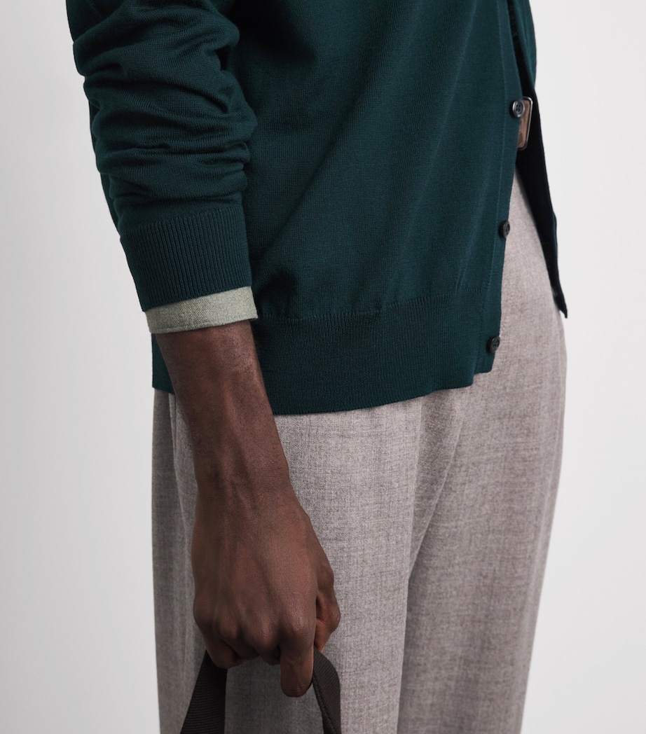 John Smedley Mens Extra Fine Merino Wool Tibor Shirt Richardson Green Image 3