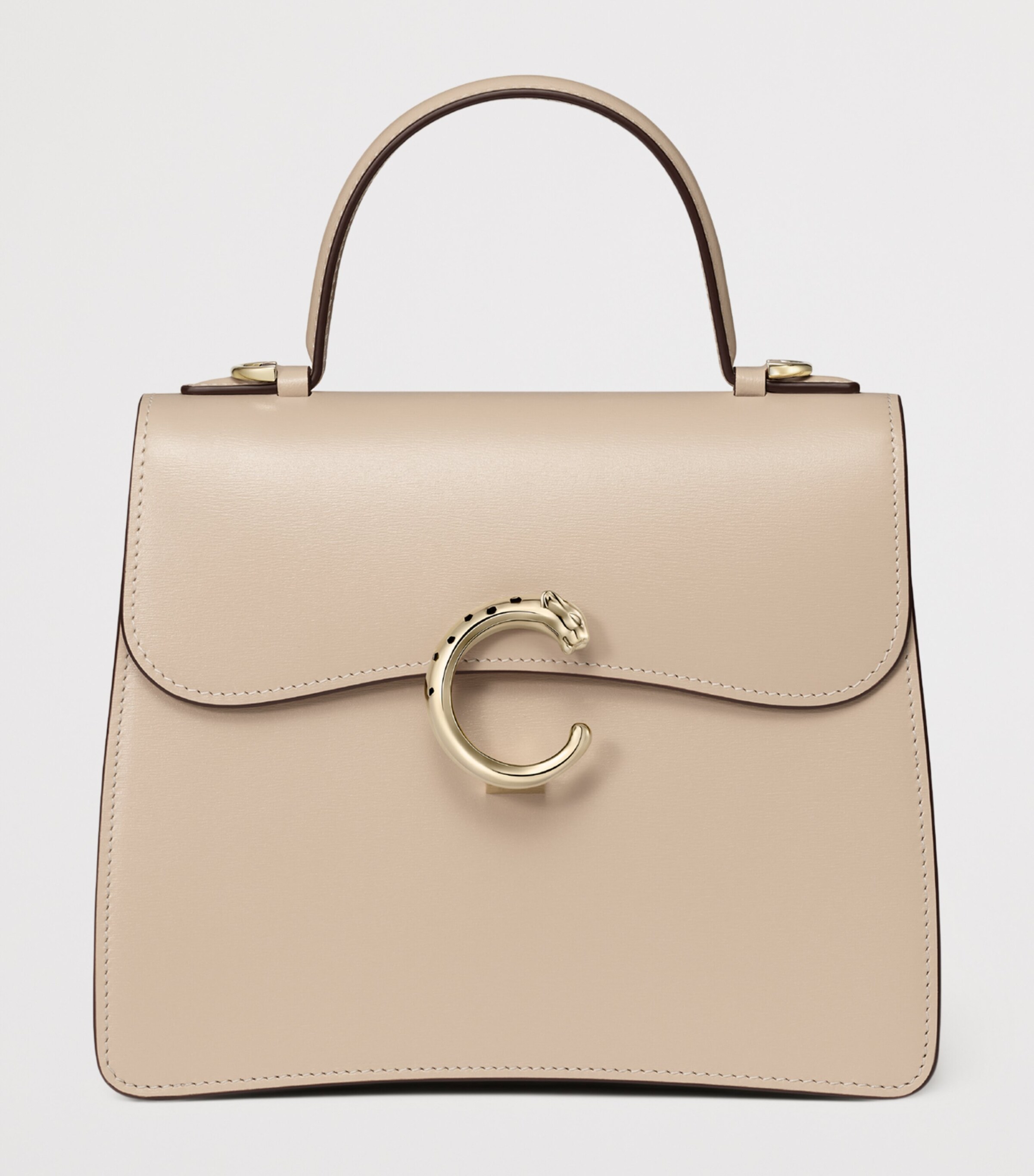 Cartier Womens Small Leather Panthère De Cartier Top-Handle Bag Cord Beige Image 2