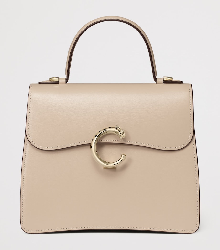 Cartier Womens Small Leather Panthère De Cartier Top-Handle Bag Cord Beige Image 2