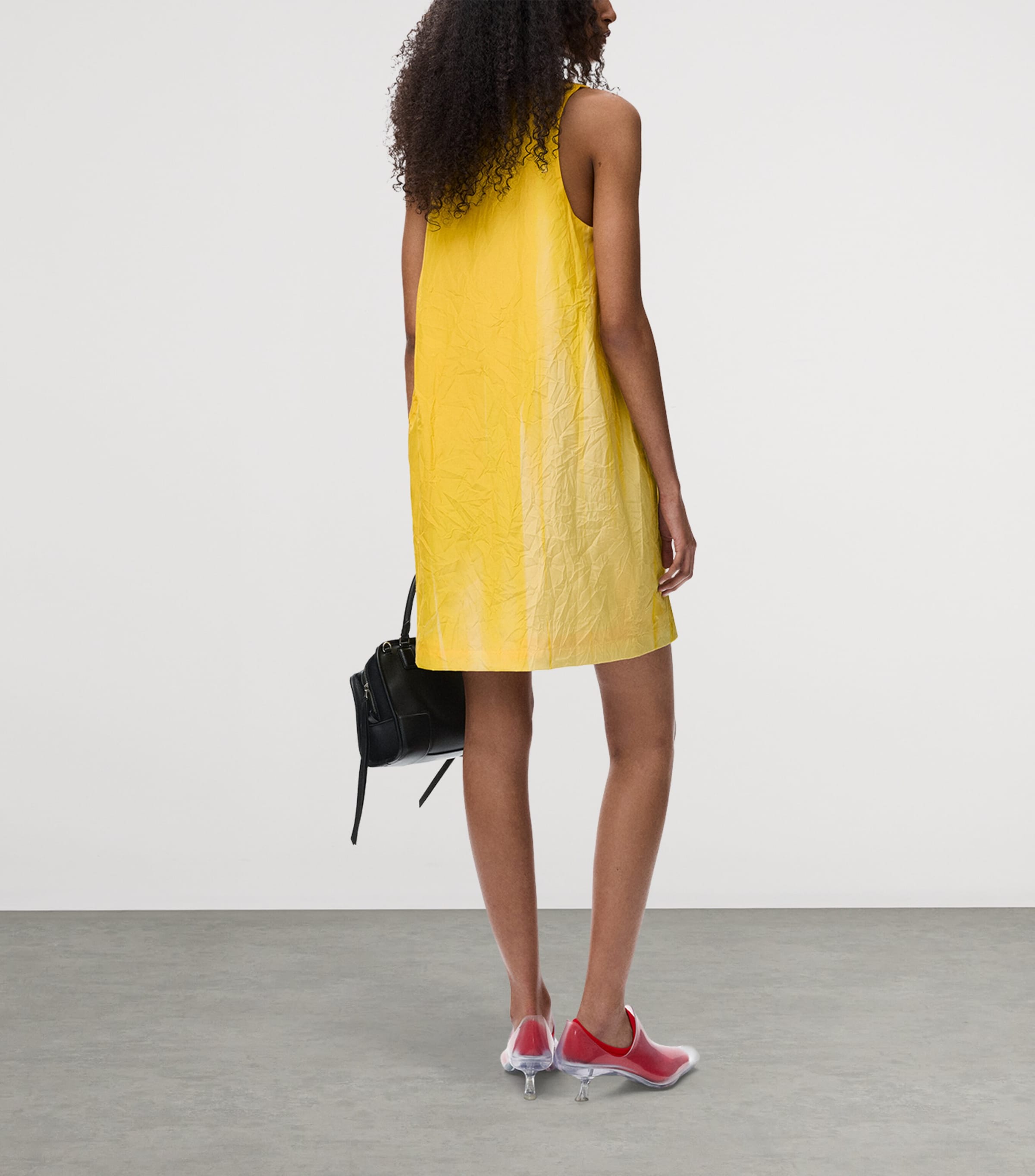 LOEWE Womens Cotton-Blend Scoop-Neck Mini Dress Yellow Image 3