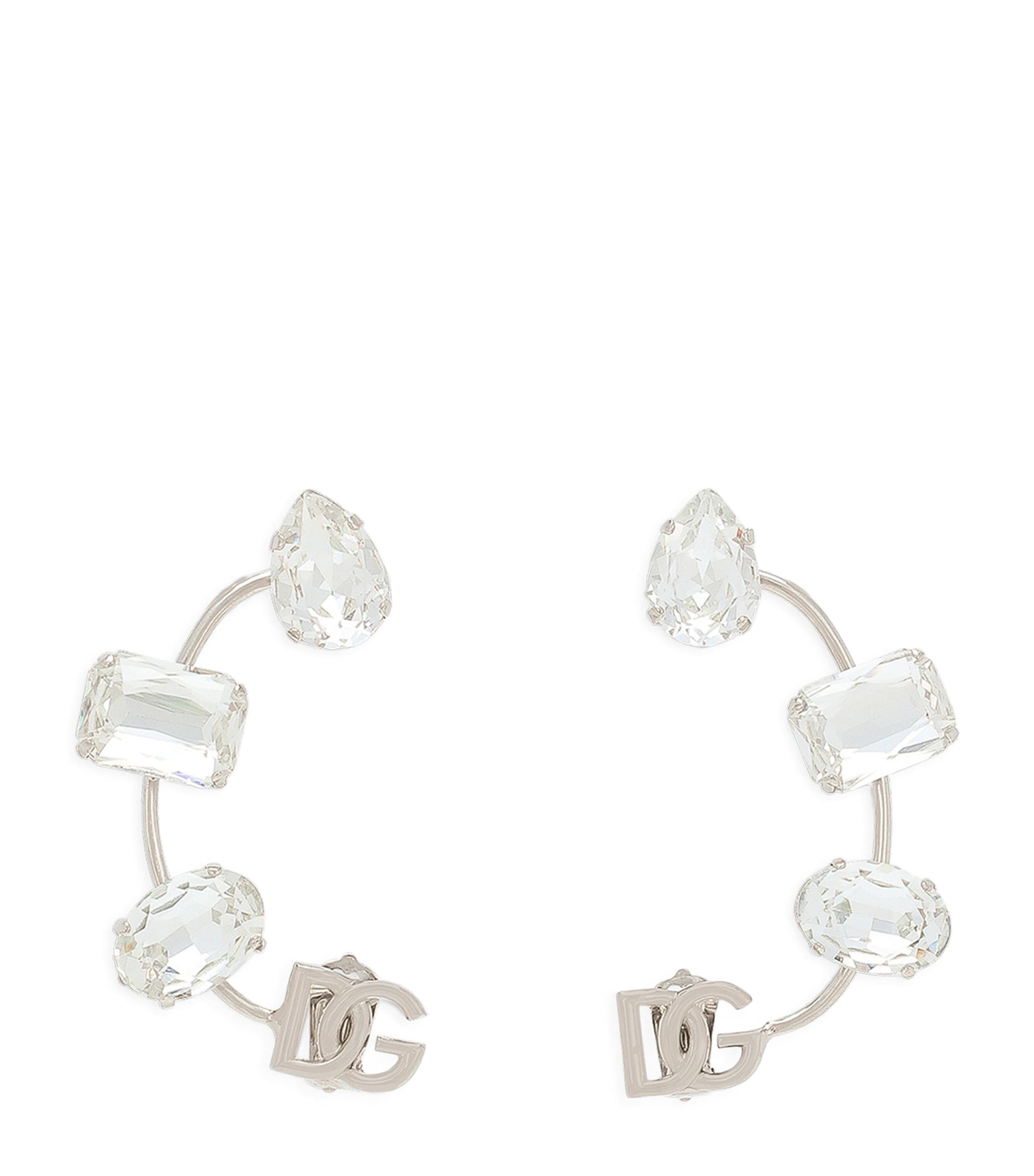 Shop Dolce & Gabbana Rhinestone Dg Logo Ear Cuffs