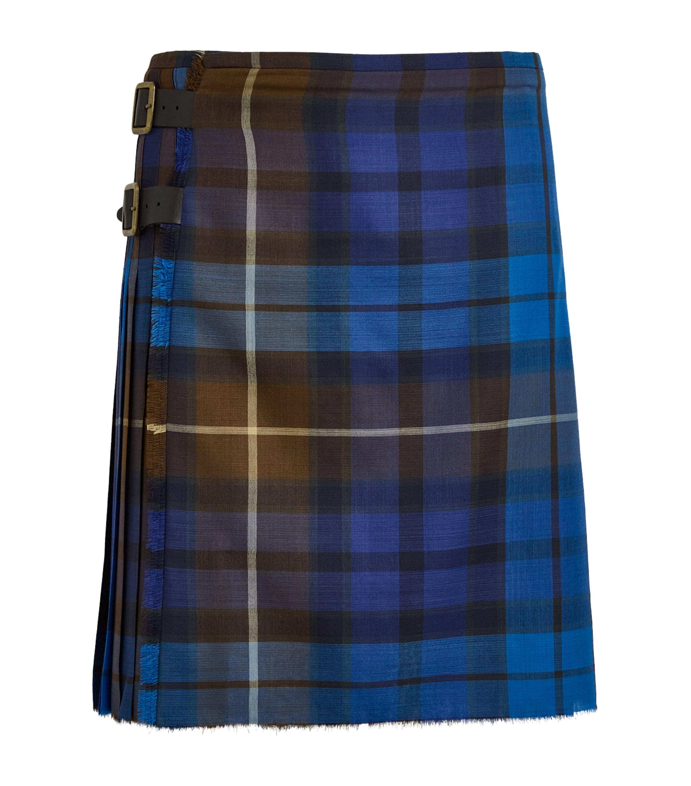 Vivienne Westwood Mens Wool Check Kilt Blue/brown Image 1