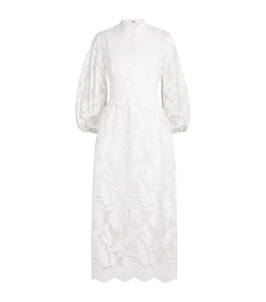Erdem Womens Crochet Cutwork Midi Shirt Dress Ivory Image 1