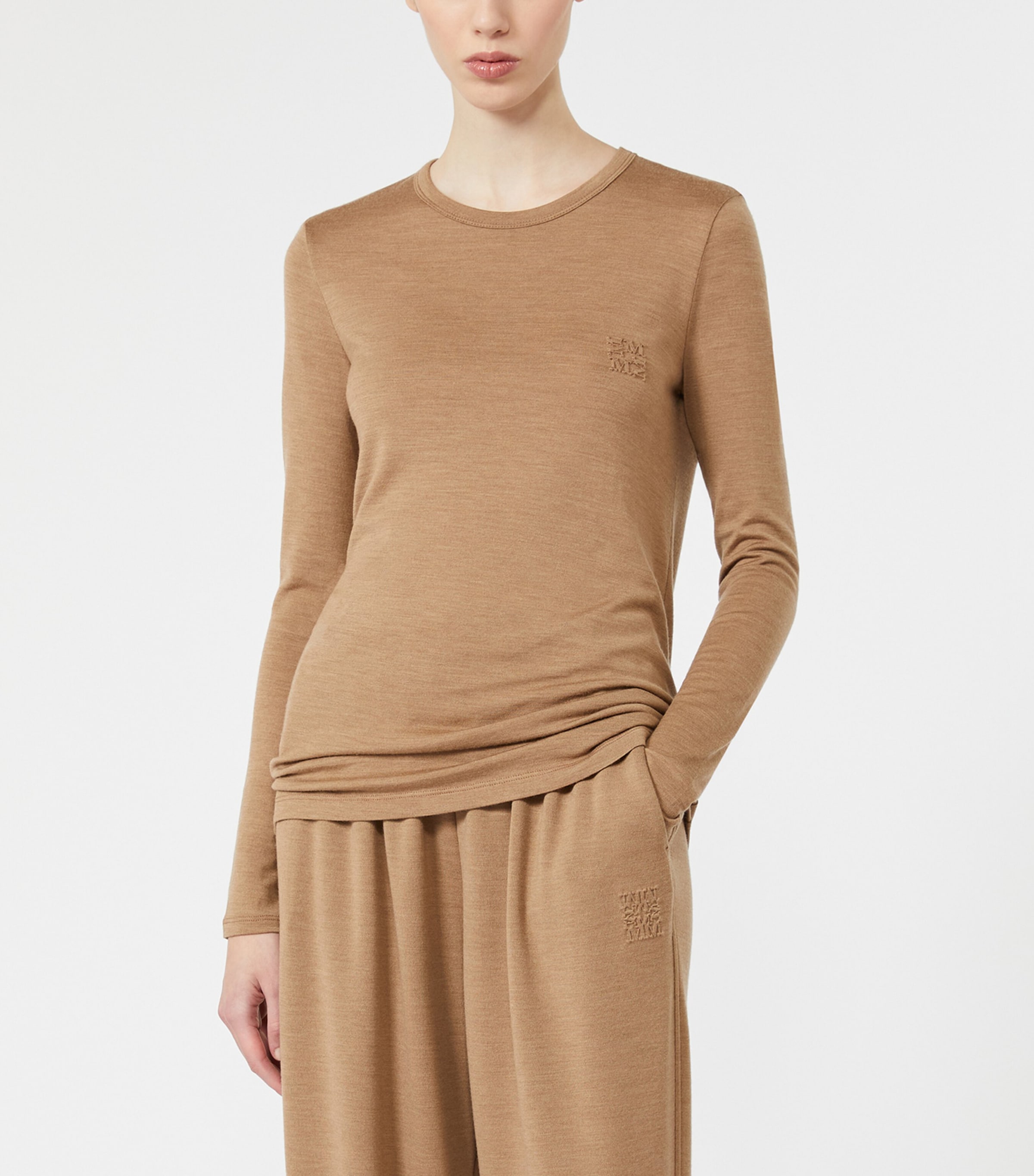 Max Mara Womens Stretch-Virgin Wool Sweater Camel Image 3