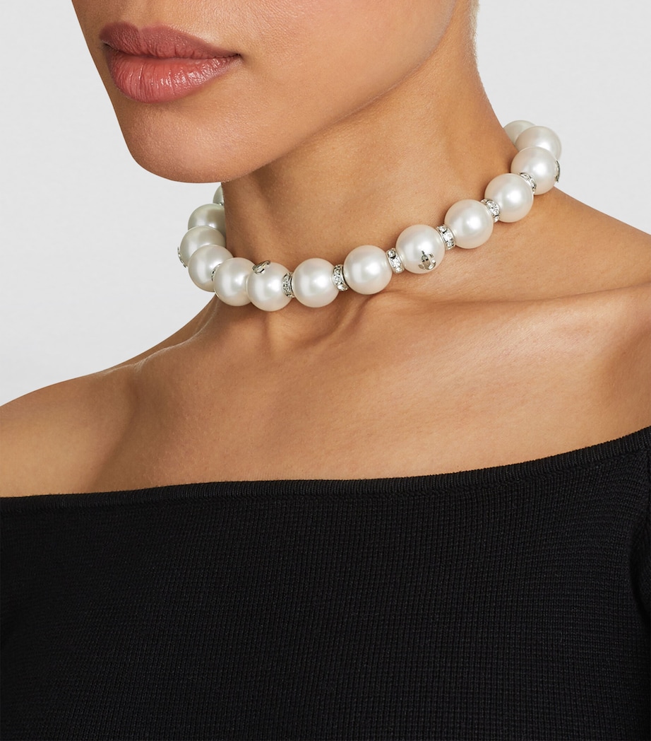 Crystal-Embellished Pearl Choker SILVER/WHITE/CRYSTAL Image 4