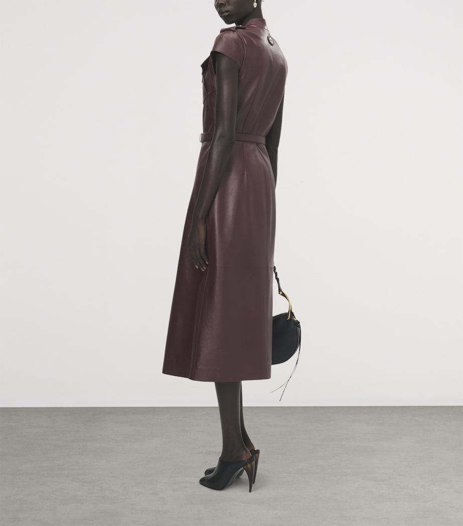 McQueen Womens Leather Uniform Midi Dress Image 4