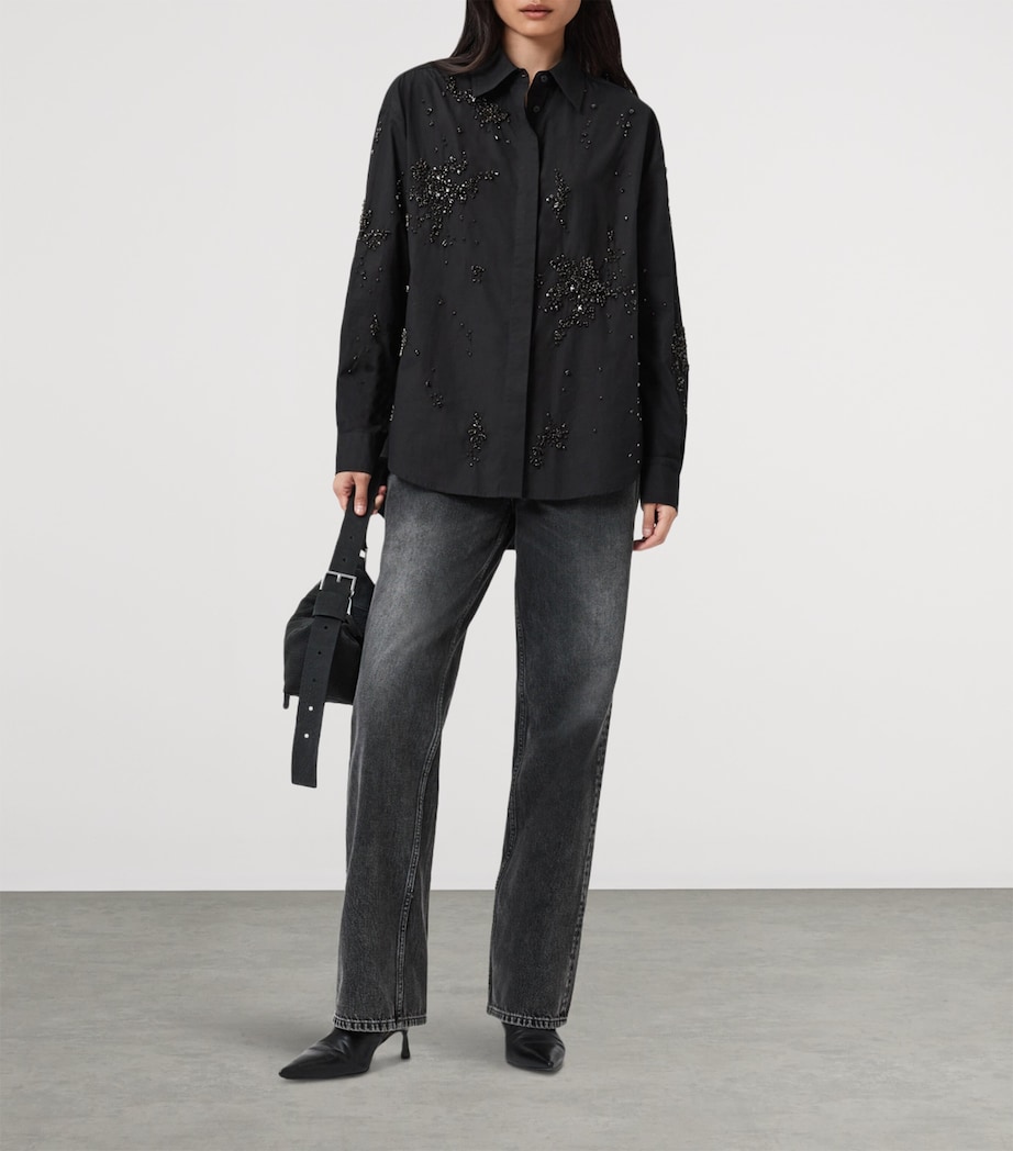 Organic Cotton Embellished Gemi Shirt BLACK Image 3