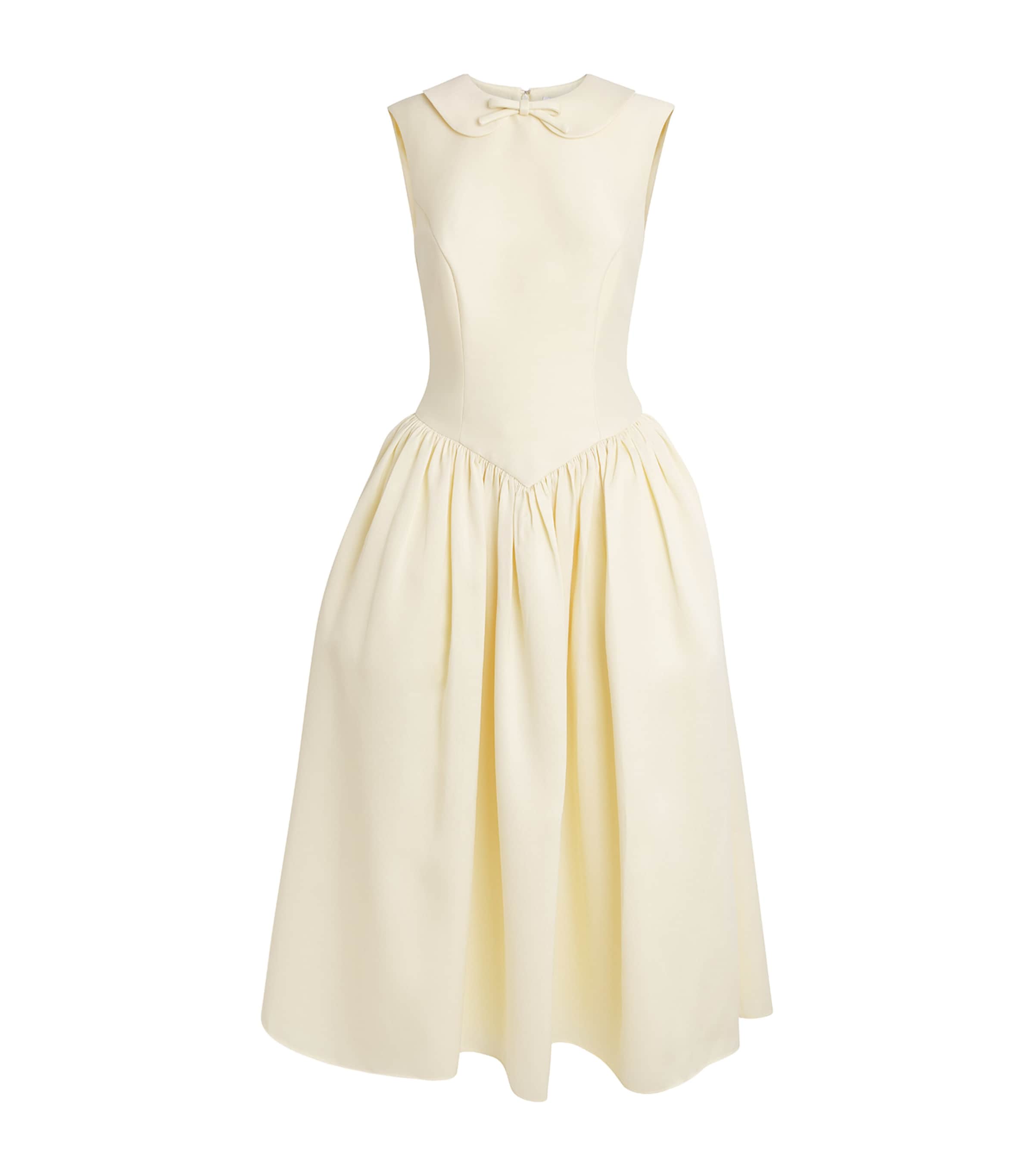 Self-Portrait Womens Taffeta Collared Midi Dress Yellow Image 1