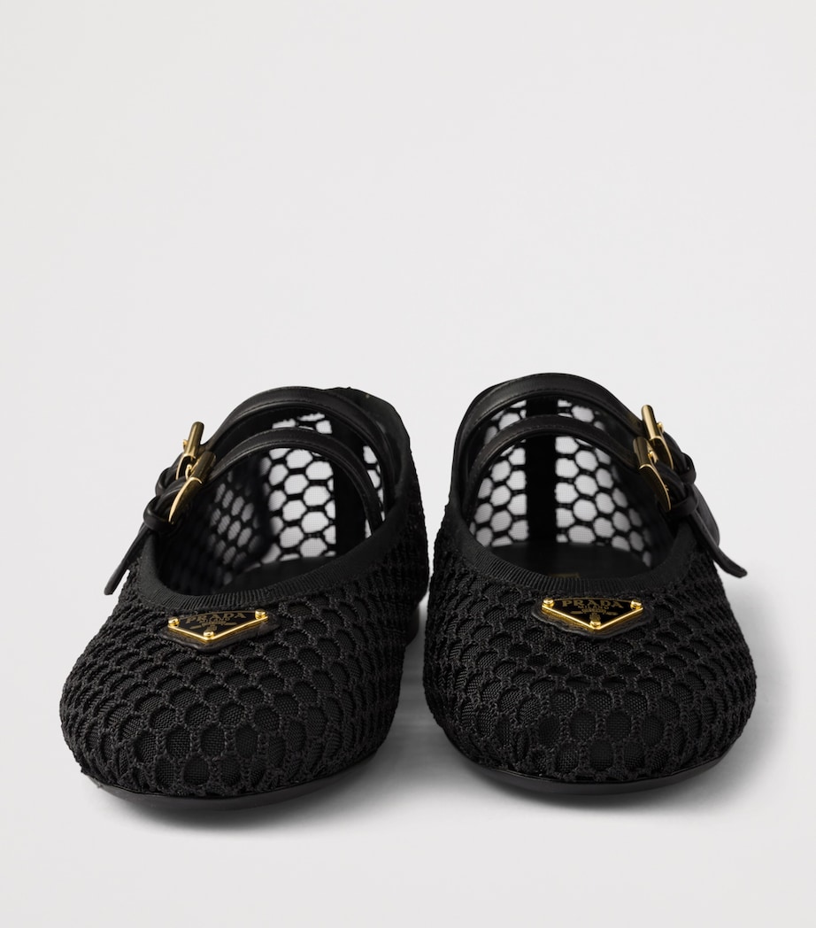 Prada Mesh Triangle Ballet Flats Black Image 5