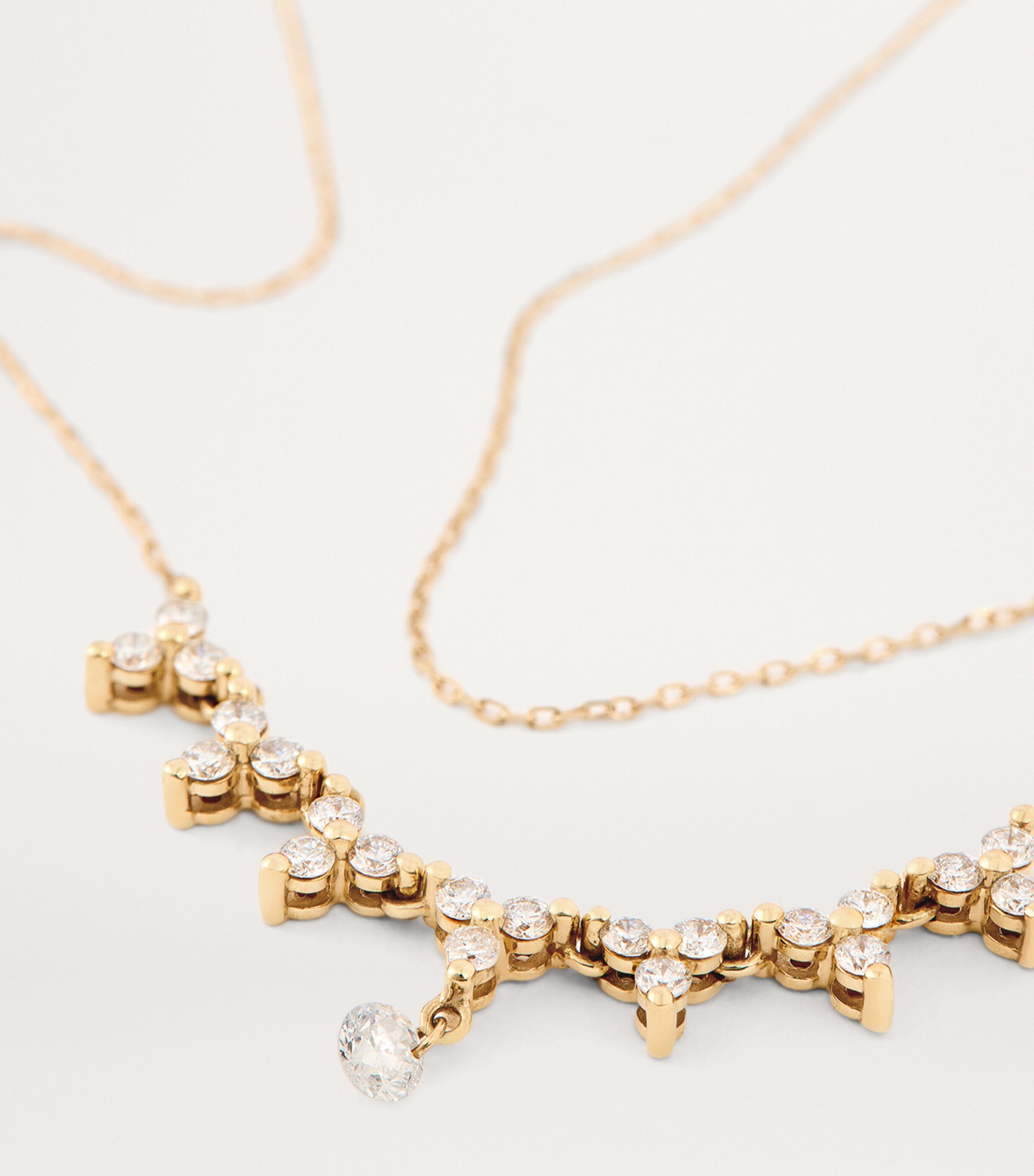 Yellow Gold and Diamond Triangle Tennis Necklace YELLOW GOLD Image 5