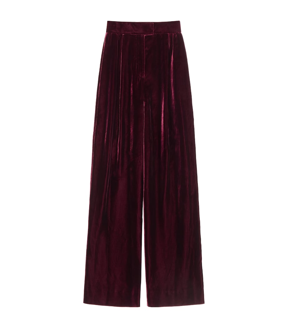 Valentino Womens Velvet Wide-Leg Trousers Image 1