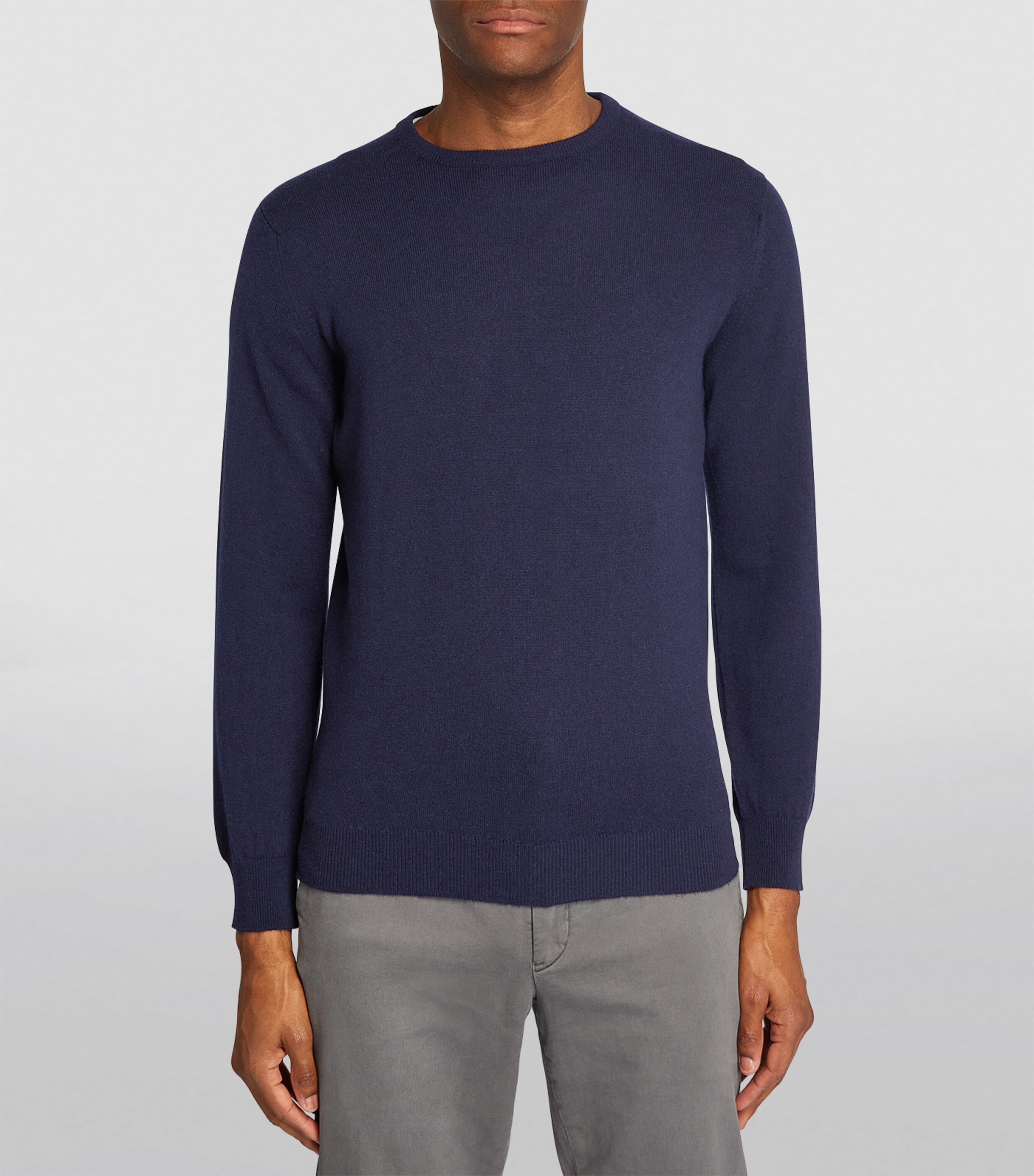 Harrods Mens Cashmere Crew-Neck Sweater Navy Image 3
