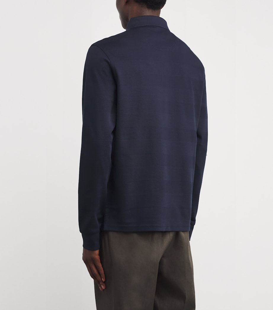 Barbour Mens Cotton Twill Waketown Long-Sleeve Polo Shirt Dark Navy Image 4