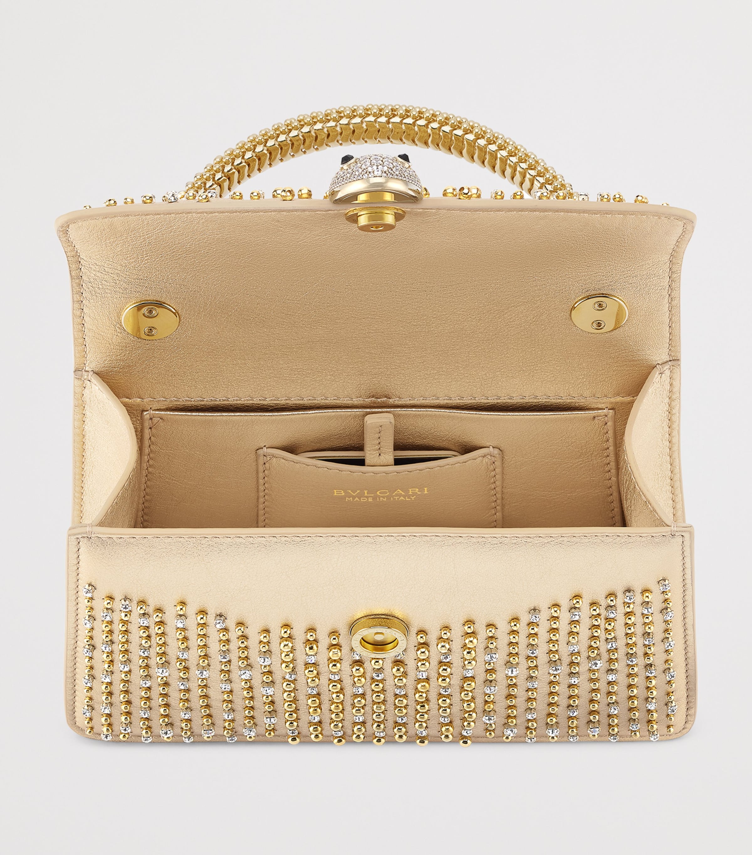 Mini Leather Serpenti Pallini Top-Handle Bag GOLD Image 3