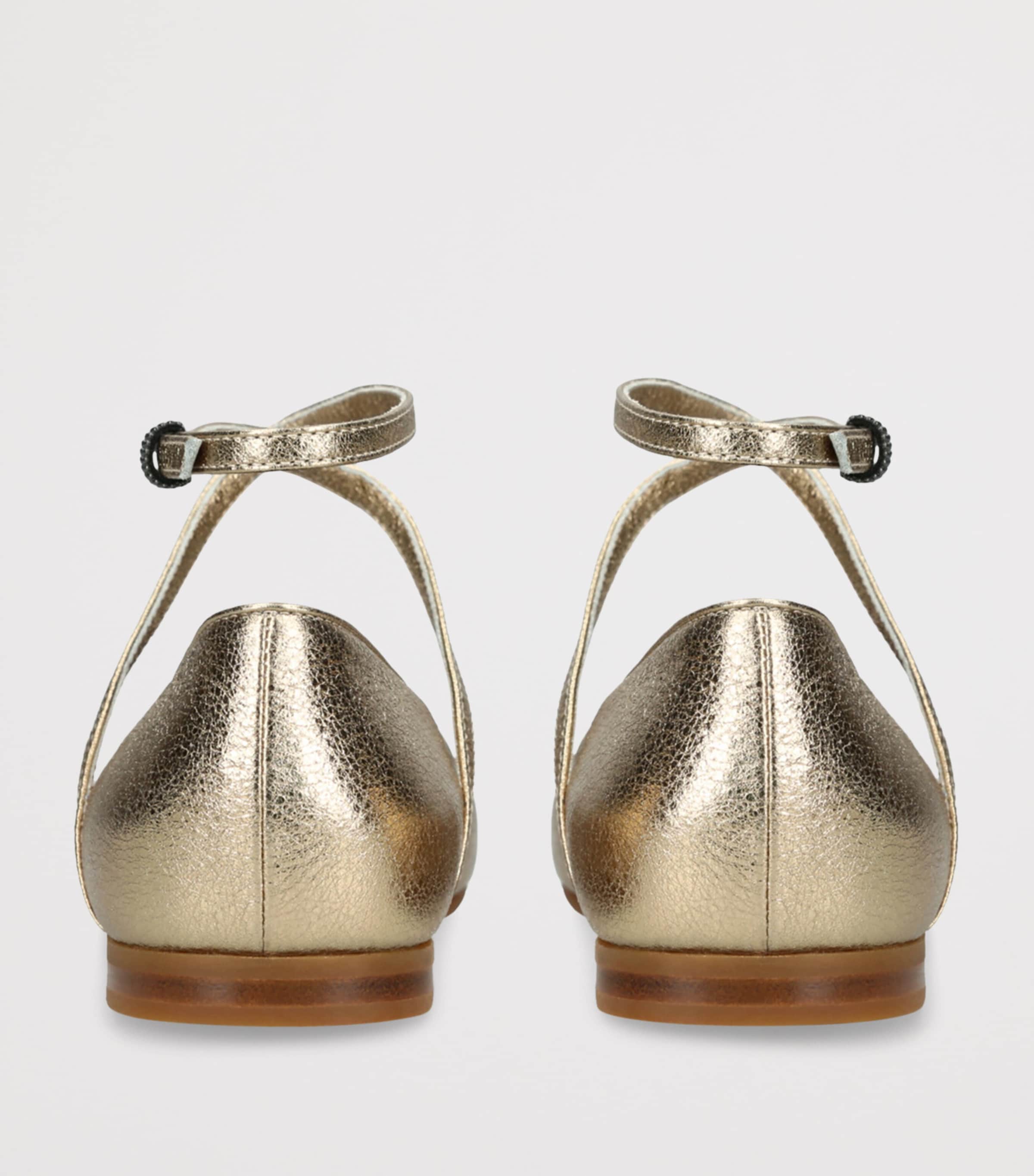 Leather Metallic Ballet Flats GOLD Image 2