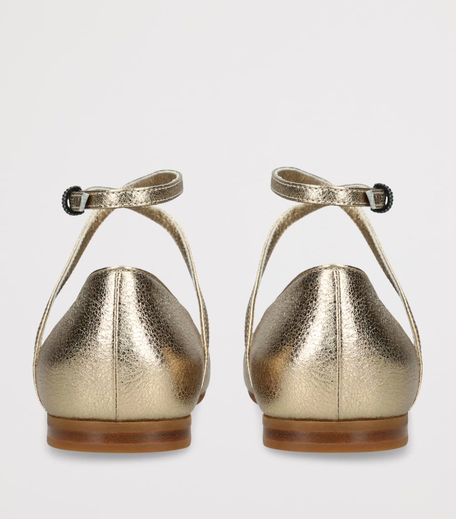 Leather Metallic Ballet Flats GOLD Image 2