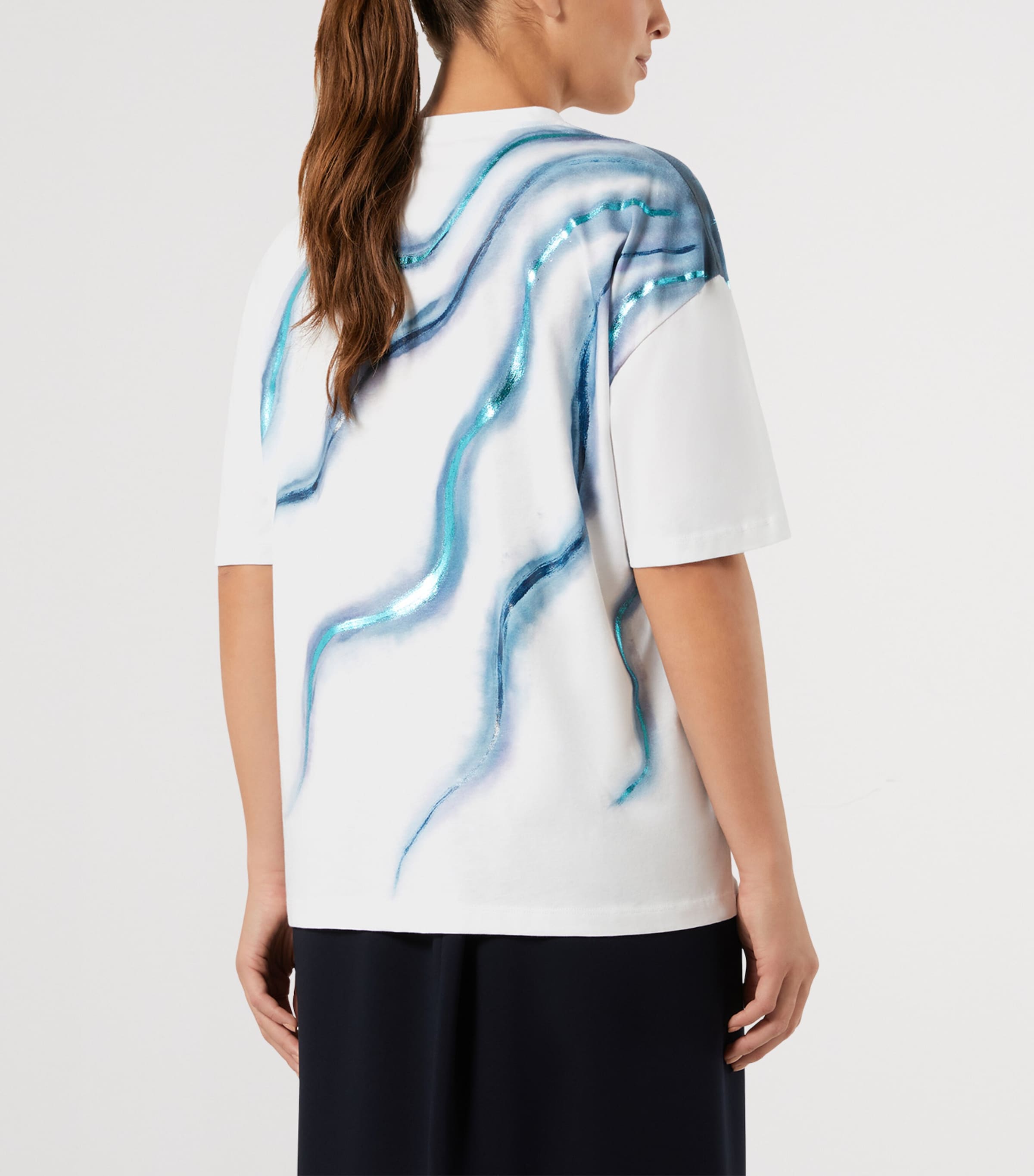 Marina Rinaldi Womens Cotton Printed T-Shirt Optical White Image 4