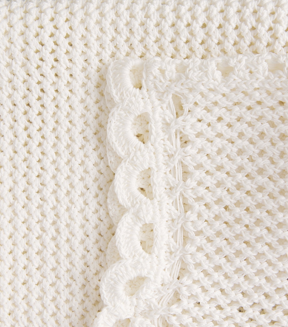 Erdem Womens Cotton Crochet Peplum Cardigan Ivory Image 6