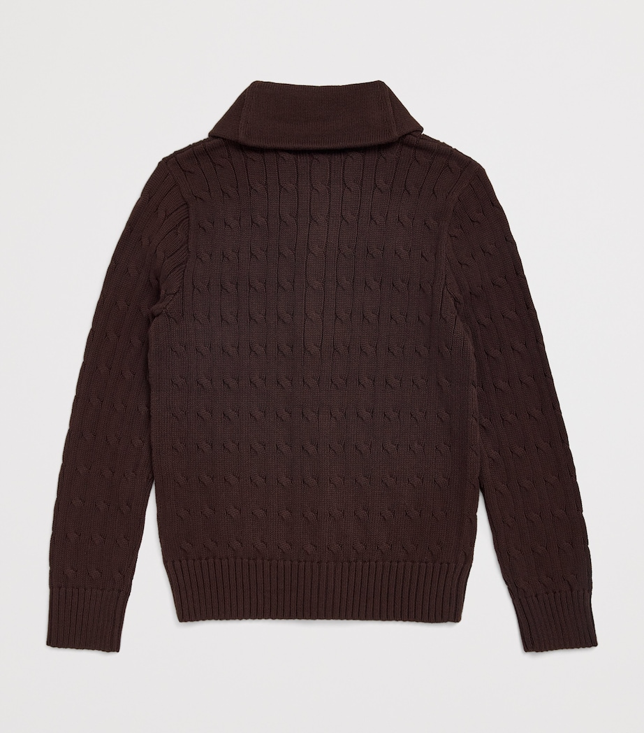 Cotton Mini Logo Cardigan BRN Image 2
