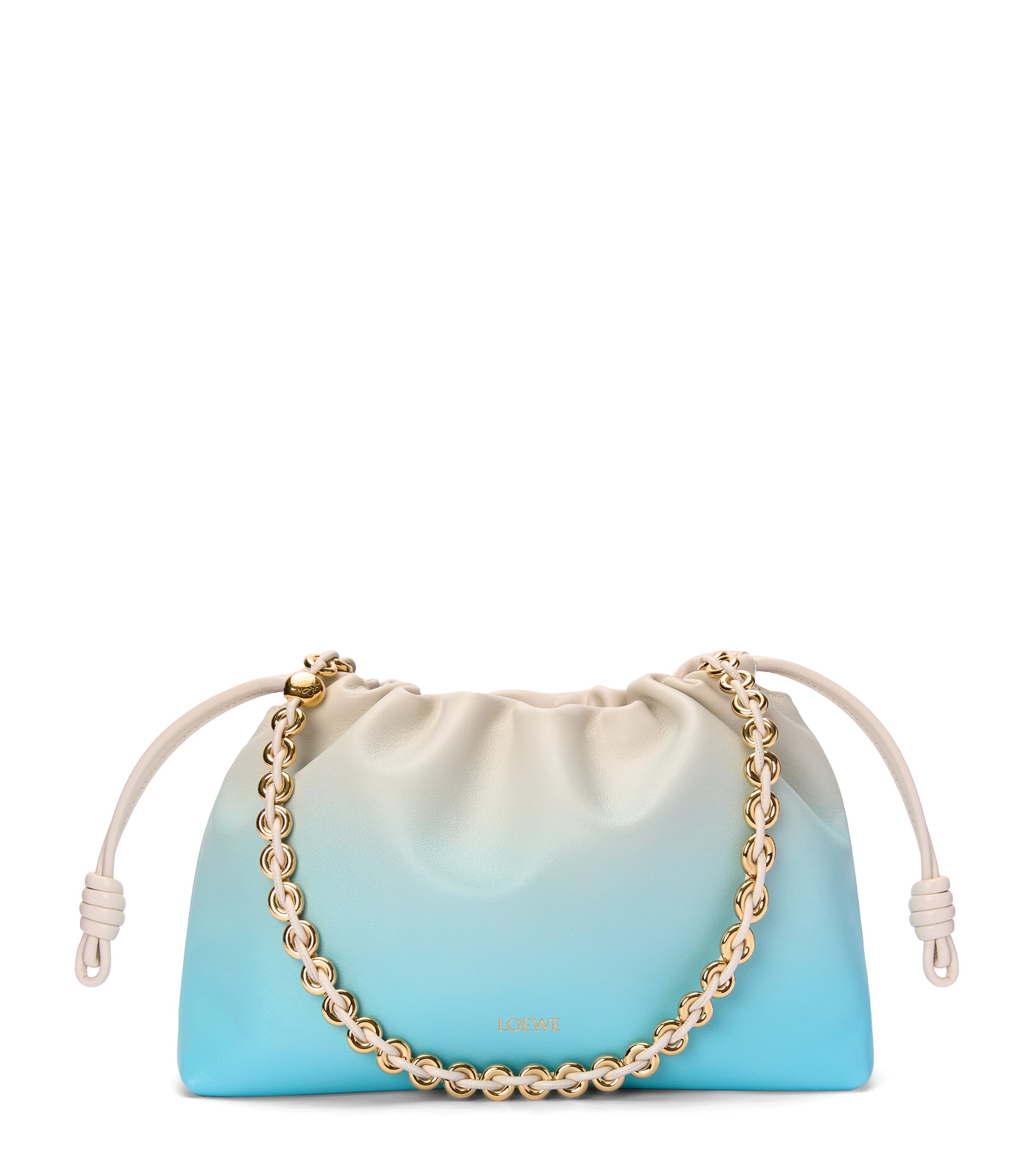 Medium Leather Flamenco Shoulder Bag SOFT WHITE/SKY BLUE Image 1